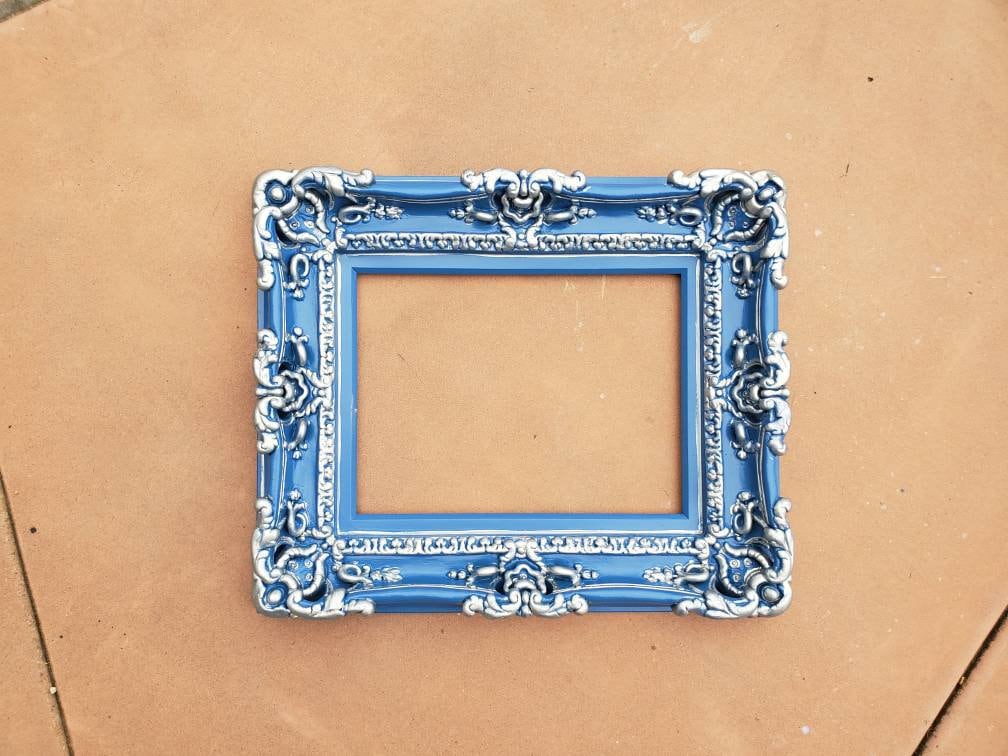 8x10 Ornate Wall Blue Frame - Baroque Style Decorative Picture Frame for Canvas, Art Paintings & Prints | Perfect for Living Room, Bedroom & Gallery Wall Decor