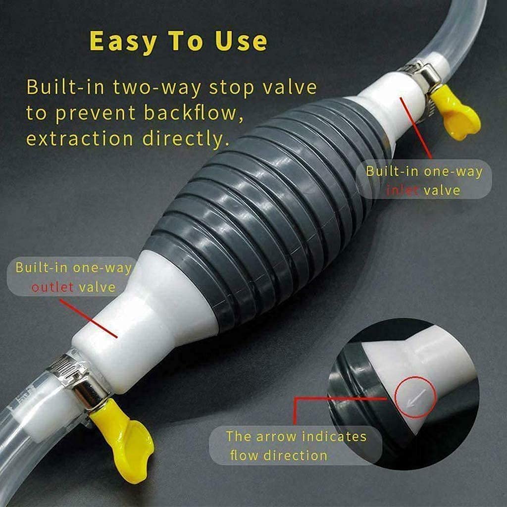 Sunshine Enterprise High Flow Manual Oil Transfer Pump Kit - Portable Fuel Siphon Pump for Gas, Diesel, Water & Fish Tank - 2M Hose Included - Ideal for Cars, Boats, Emergency Fuel Transfer & Aquarium Maintenance