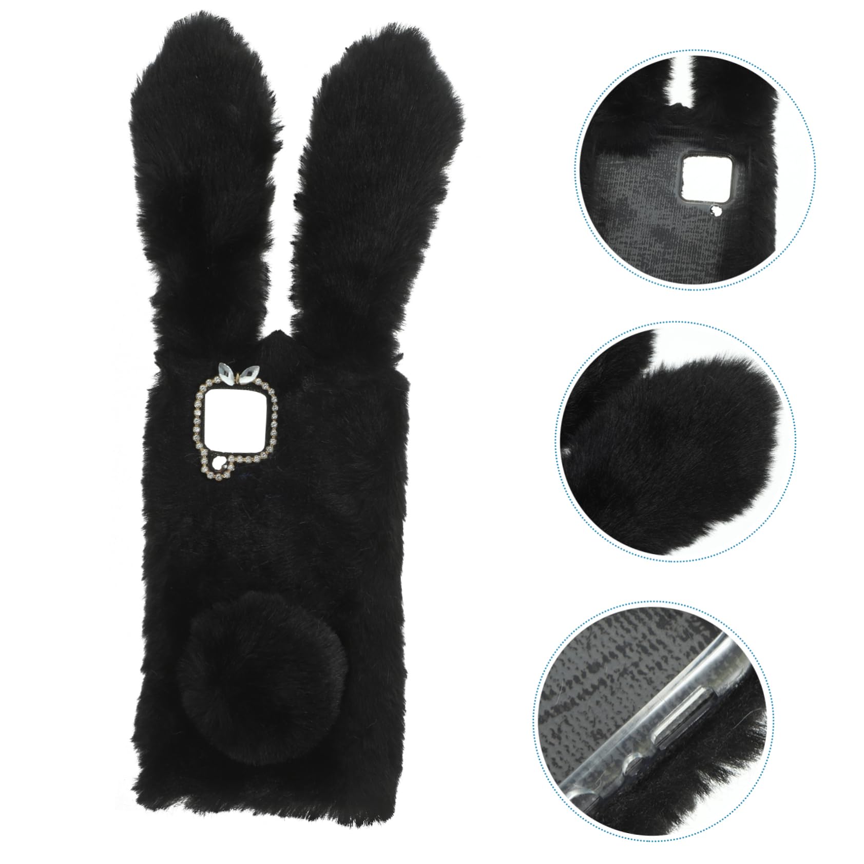 Mikikit Soft Plush Rabbit Phone Case Compatible with Samsung Galaxy A42 5G - Cute Protective Cover for Women & Girls (Black) | Perfect Gift for Birthday, Christmas & Daily Use