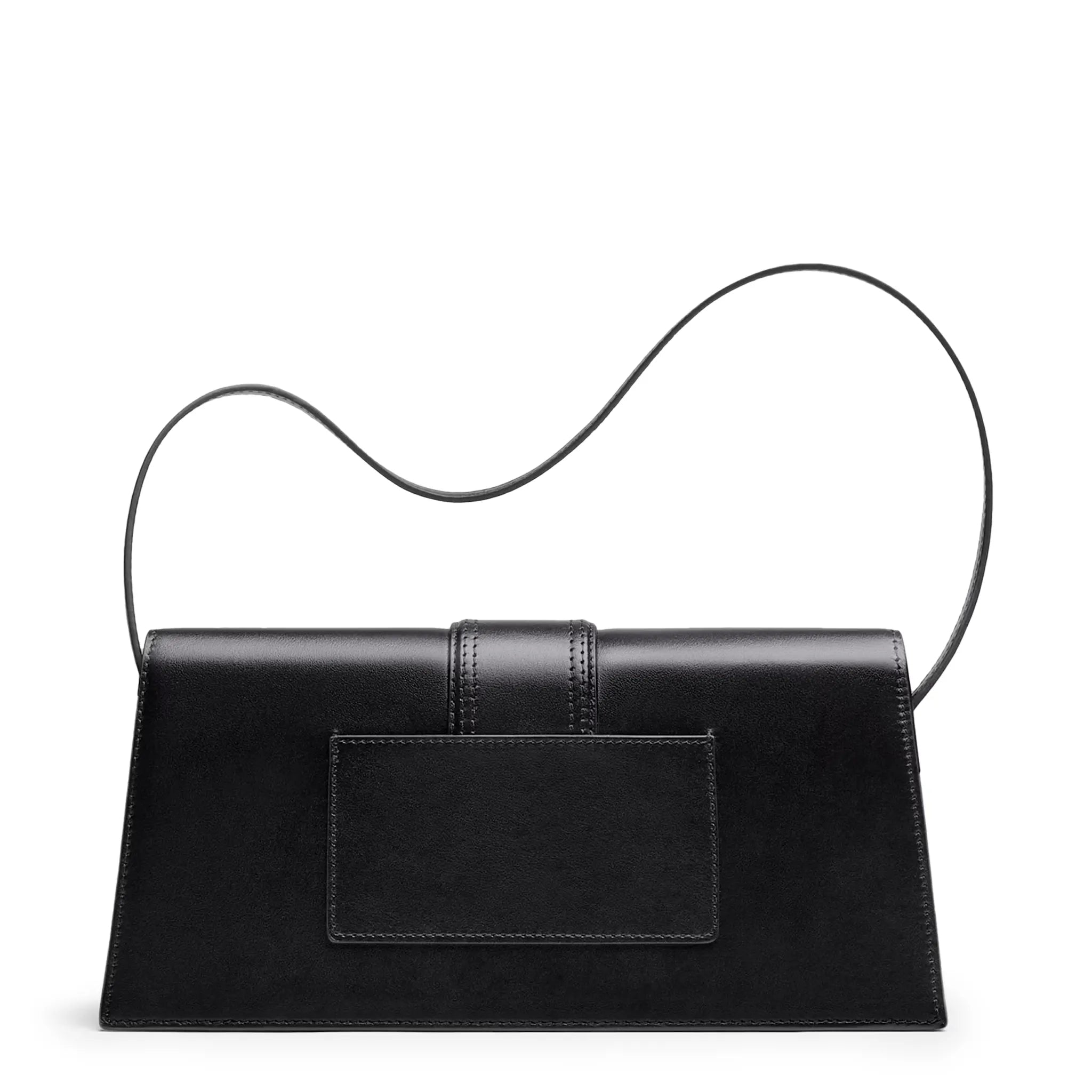 Jacquemus Le Bambino Long Flap Black Leather Shoulder Bag for Women | Luxury Designer Crossbody Purse | Perfect for Date Night, Parties & Travel Accessories