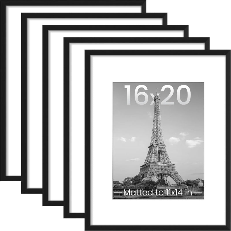 5 Piece Wall Gallery Picture Collage Frame Set - Black Wooden Photo Frames for Home Decor, Living Room, Bedroom & Office Display