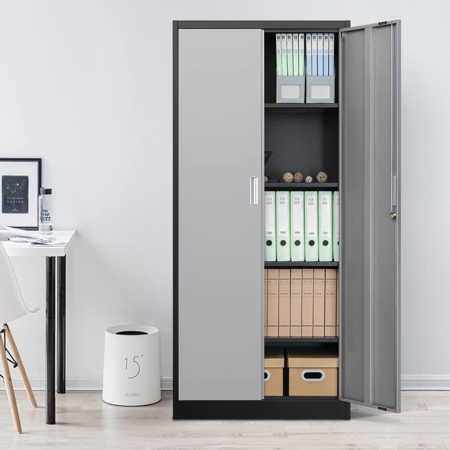 71 Inch Steel SnapIt Storage Cabinet with Locking Doors & Adjustable Shelves - Heavy Duty Metal Garage Cabinet for Tools, Office & Home Organization - Perfect for Workshop, Garage, Basement & Utility Room Storage