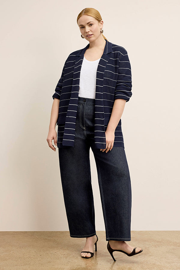 Bari Barrel Leg Stretch Denim Jeans for Women - Midnight Wash - Comfortable High Waist Skinny Jeans for Casual Wear & Night Out