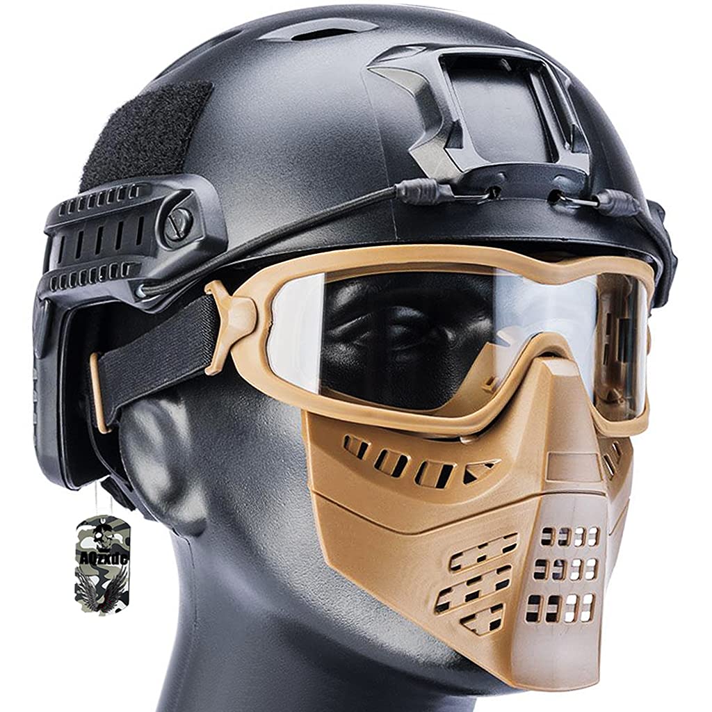AQzxdc Tactical Helmet Set with Protective Mask & Goggles - Paintball, Airsoft, Outdoor Shooting, Hunting, Cycling & Cosplay Safety Gear - Perfect for Birthday Gifts & Military Enthusiasts