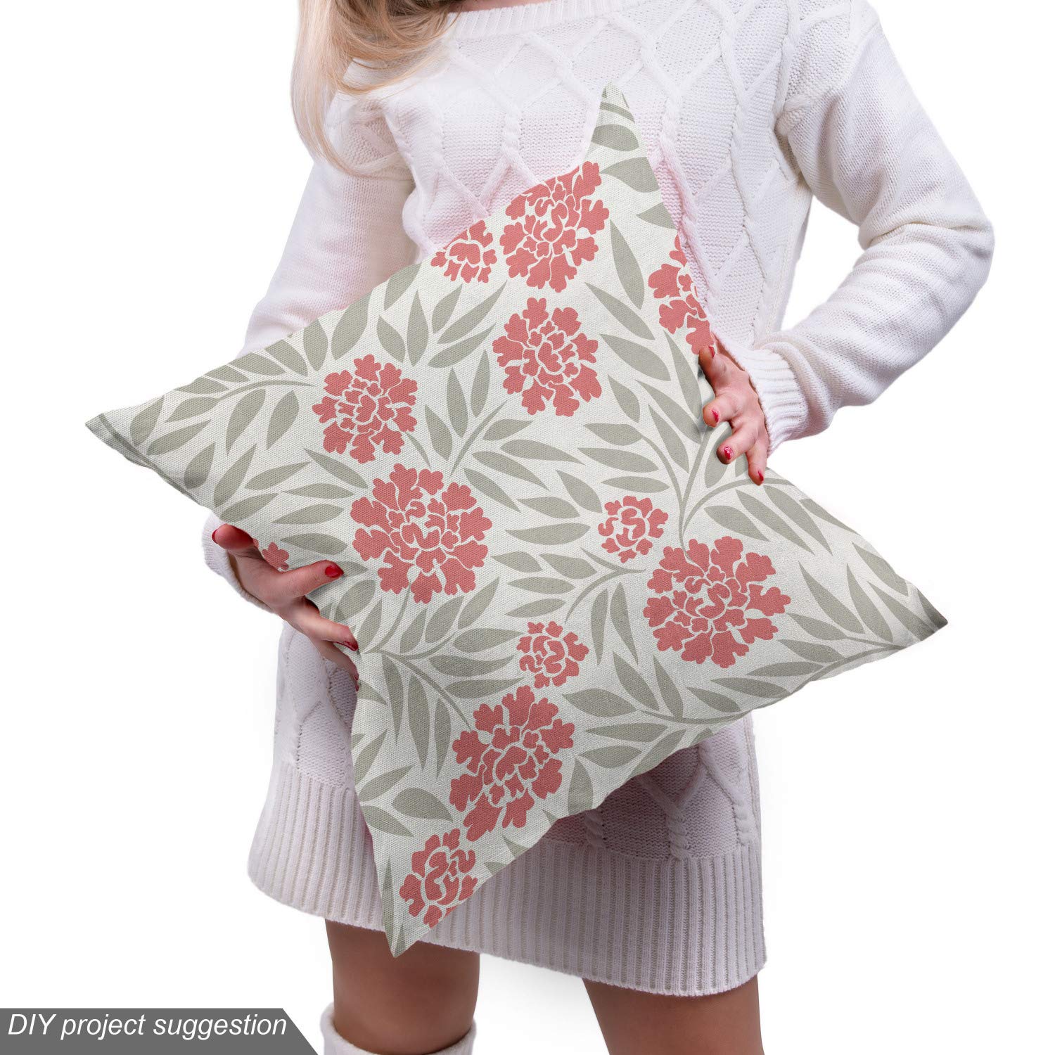 Ambesonne Dahlia Fabric by The Yard - Blooming Branches Field Floral Print with Peonies | Summer Romance Design | 10 Yards Coral Dust Coconut | Upholstery & Home Decor Fabric for Sofa, Curtains, Pillows | Perfect for Living Room, Bedroom & DIY Craft Projects