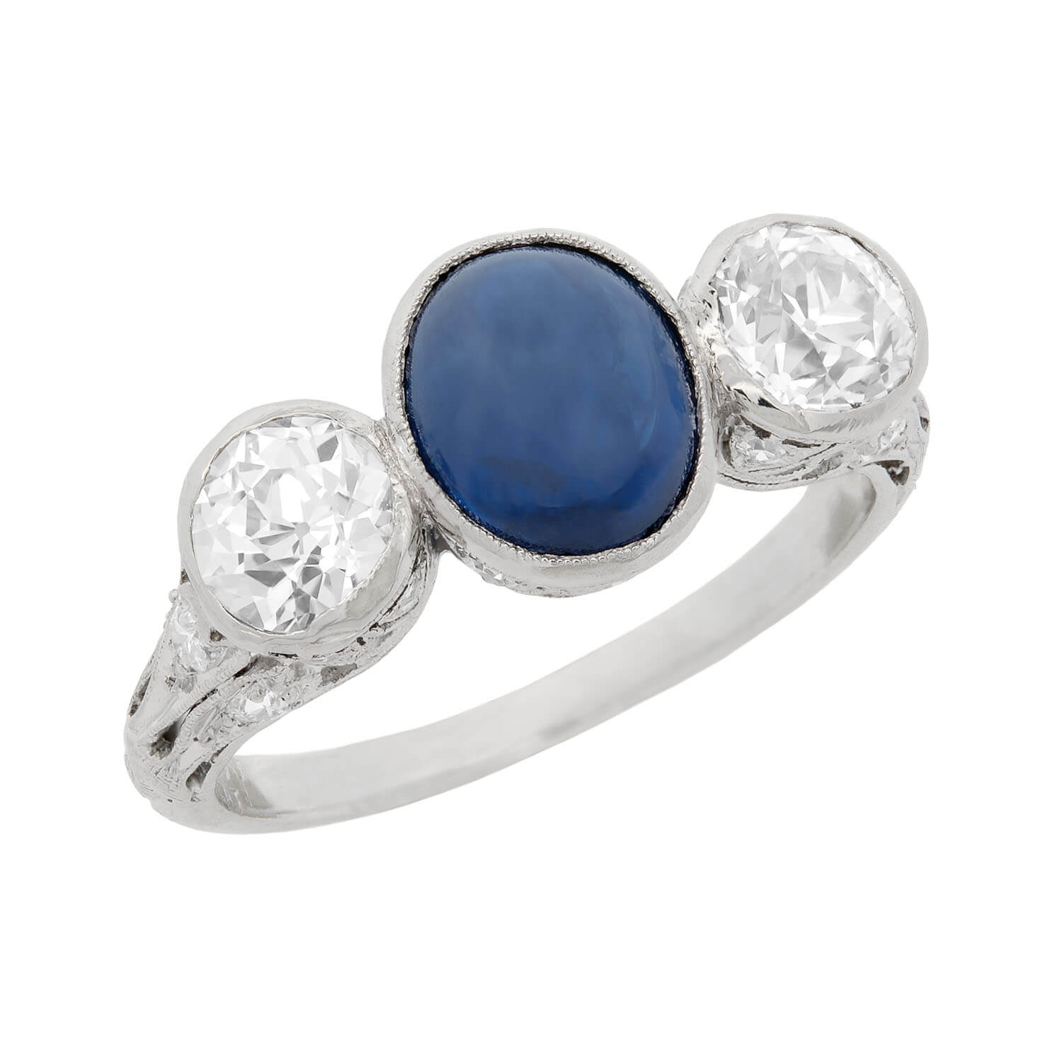 Exquisite Edwardian 3 Stone Platinum Ring with 1.50ct Sapphire & 1ctw Mine Cut Diamonds - Vintage Engagement Ring, Anniversary Gift for Her, Wedding Jewelry