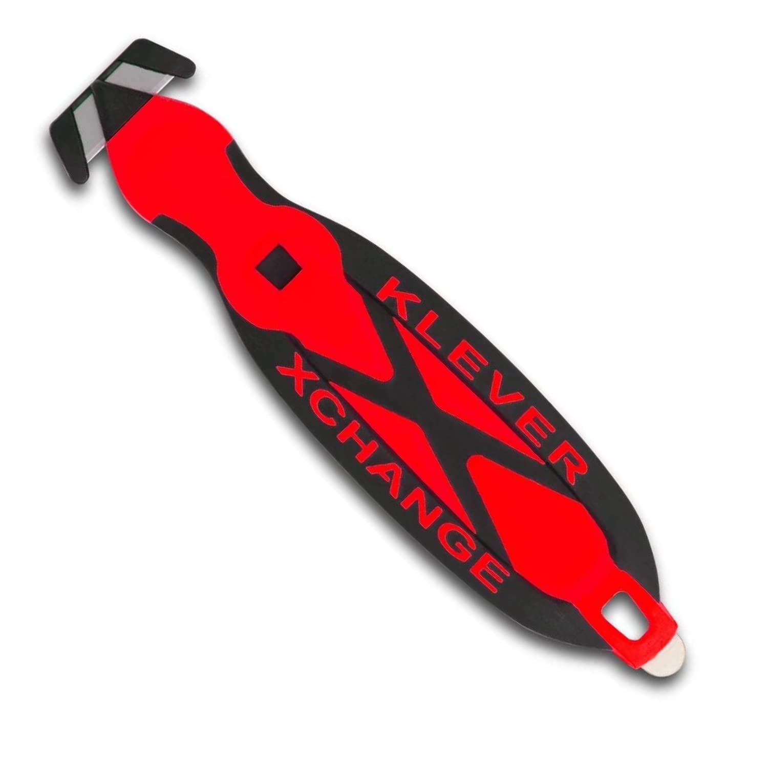 Klever X-Change Box Cutter Utility Knife - 10 Pack with Carbon Steel Blade (KCJ-XC-20R) | Narrow Cut Head for Opening Packages, Boxes, Film & Tape | Durable Red Safety Cutter for Warehouse, Shipping & Home Use