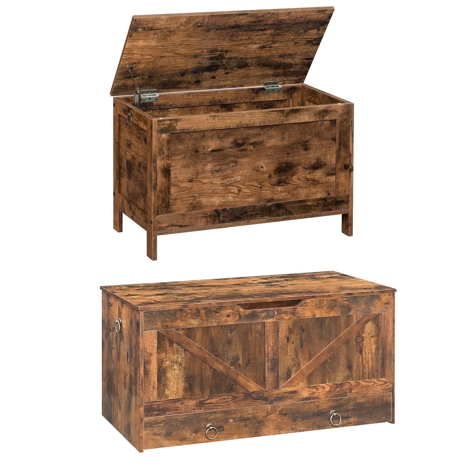 HOOBRO Storage Chest with Drawer, Large Wooden Storage Trunk for Blankets, Toys & Seasonal Items - Perfect for Living Room, Bedroom & Nursery Organization