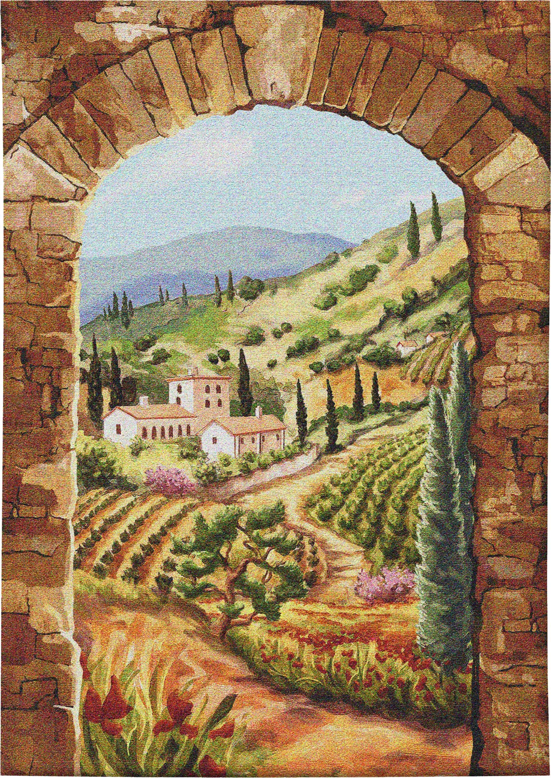 Tuscan Vineyard Woven Tapestry Wall Art - 100% Cotton Italian Villa Landscape Hanging Decor (90x64 Inches) - Perfect for Living Room, Bedroom or Office Boho Chic Decor