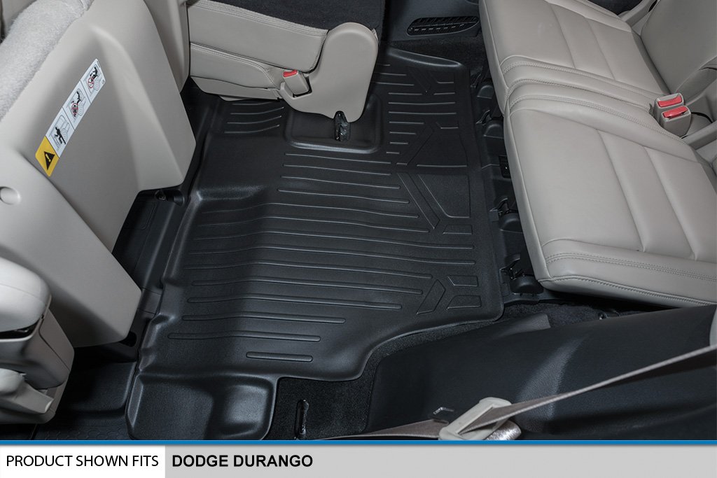 Premium SMARTLINER All-Weather Floor Mats - 3 Row Custom Fit for 2013-2016 Dodge Durango | Black Heavy Duty Car Mats with Front Dual Hooks & 2nd Row Bench Seat Protection | Perfect for Off-Road, Family Trips & Everyday Driving