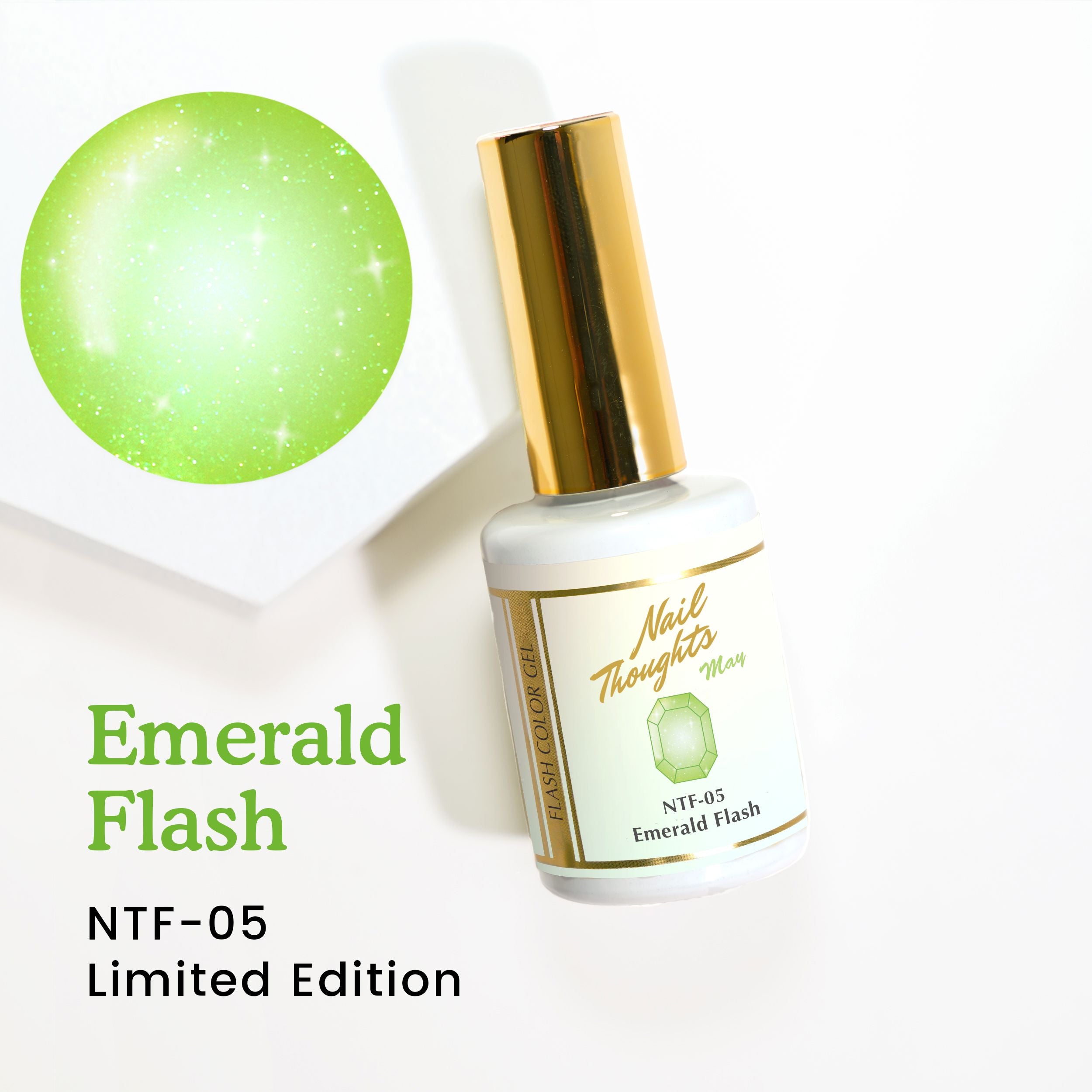 Nail Thoughts NTF 05 Emerald Flash Gel Polish - Long Lasting Green Nail Art Polish for Manicure & Pedicure | Perfect for Holidays, Parties & Special Occasions