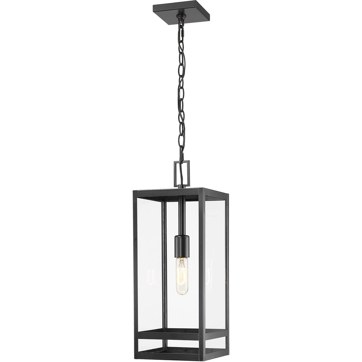 Z-Lite 596CHB-BK Nuri Outdoor Ceiling Light Fixture - 1-Light 100W Black Weatherproof - Perfect for Patio, Porch, Garden & Entryway Lighting