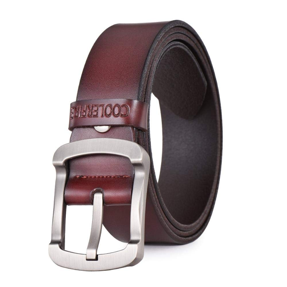 Vintage Men's Casual Cowhide Genuine Leather Belt - Black Adjustable Strap for Jeans & Pants | Perfect for Everyday Wear, Office & Outdoor Activities