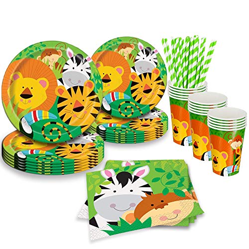 Animal Plates, Cups, Napkins, Straws (25 Serves)