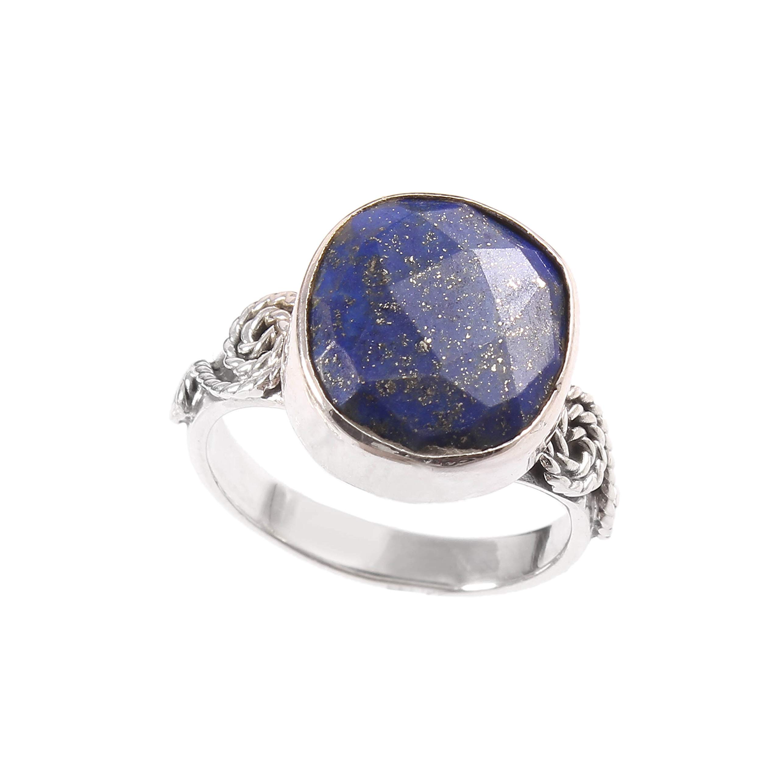 925 Sterling Silver Lapis Lazuli Ring for Women - Turkish Design Gemstone Ring | Size 8 US | Engagement, Astrological & Statement Jewelry | Perfect for Weddings, Gifts & Spiritual Healing