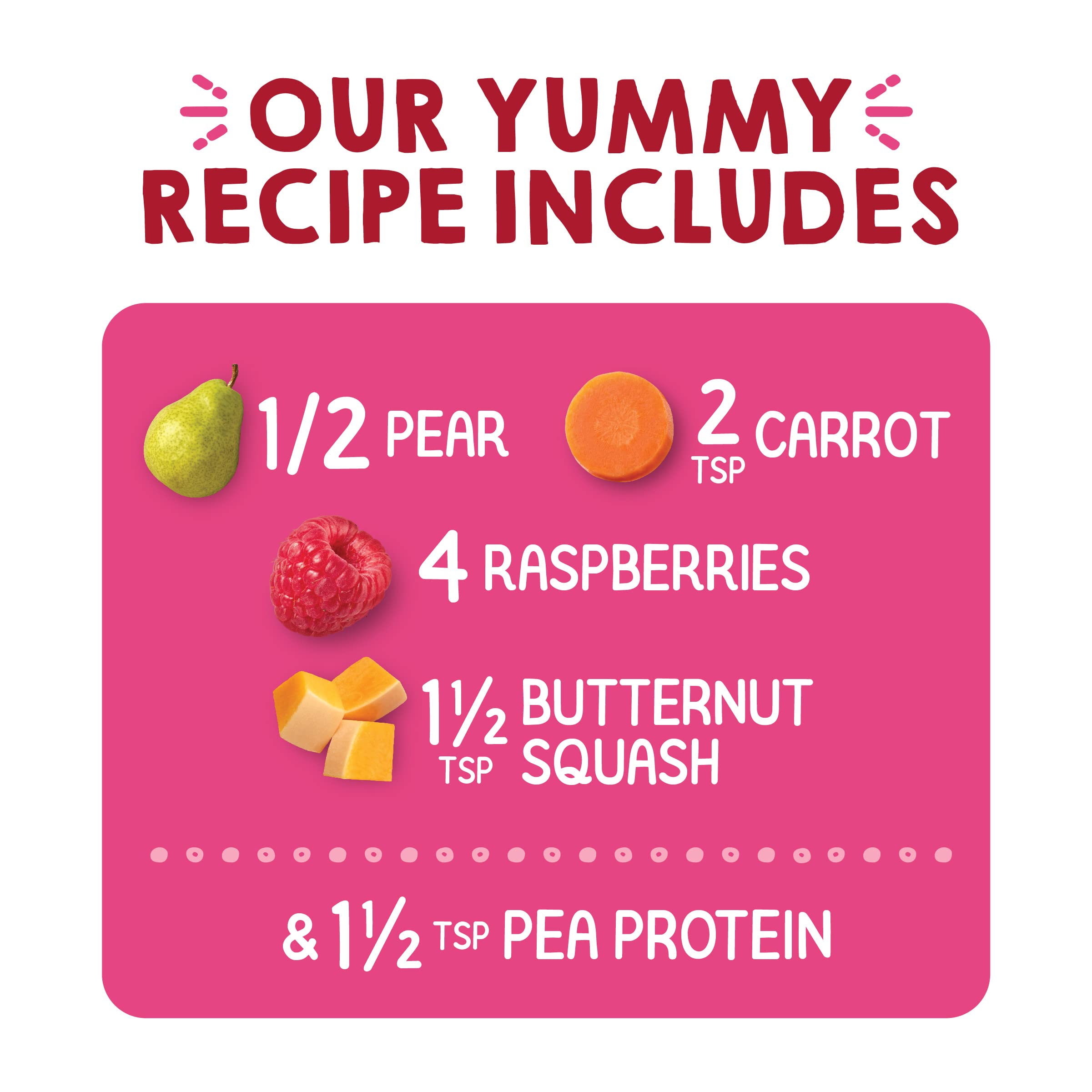 Happy Tot Organics Stage 4 Baby Food Pouches - Gluten Free, Vegan Snacks with Fiber & Protein | Fruit & Veggie Puree Blend (Pears, Raspberries, Butternut Squash & Carrots) | 4 Ounce Pouch Pack of 16 | Perfect for On-the-Go Meals, Daycare Lunches & Healthy Toddler Snacking
