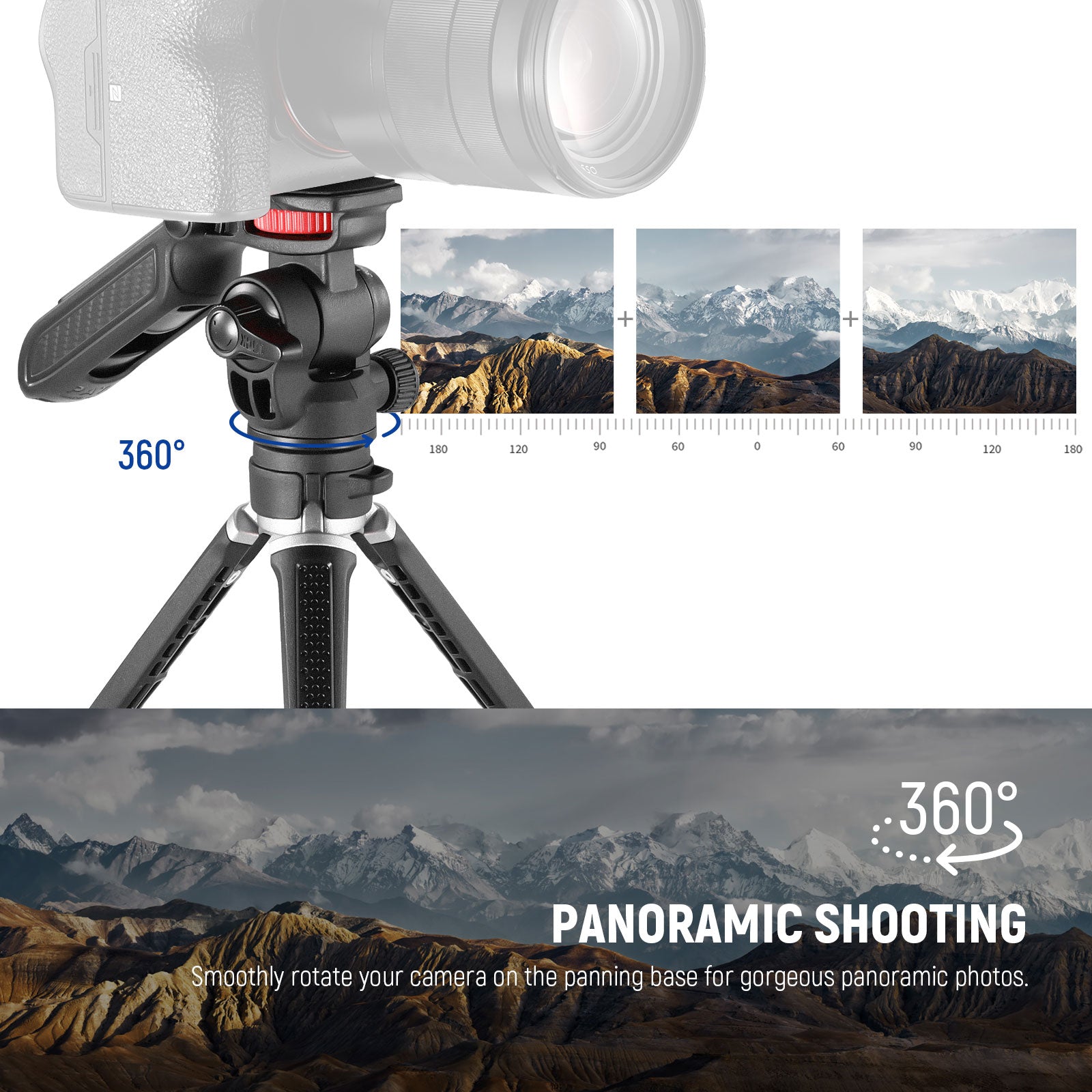 NEEWER TS003 Mini Tripod Stand for DSLR Camera, Smartphone, iPhone, GoPro - Compact & Lightweight Travel Tripod for Vlogging, Photography, Video Shooting (Indoor & Outdoor Use)