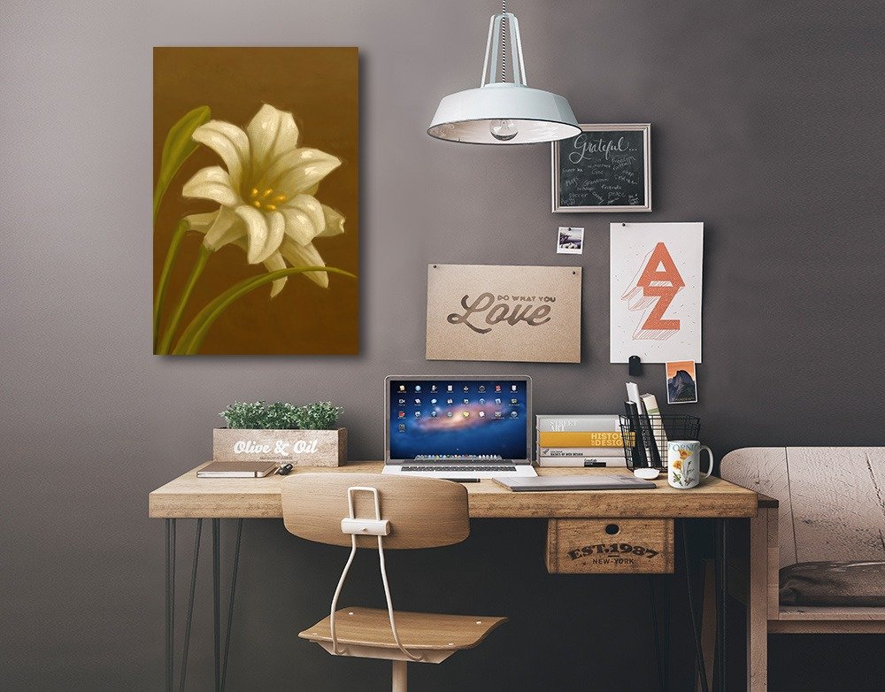 Easter Lily Oil Painting - 12x18 Wrapped Canvas Wall Art Decor for Living Room, Bedroom & Office | Handmade Floral Artwork | Perfect Gift for Home Decor