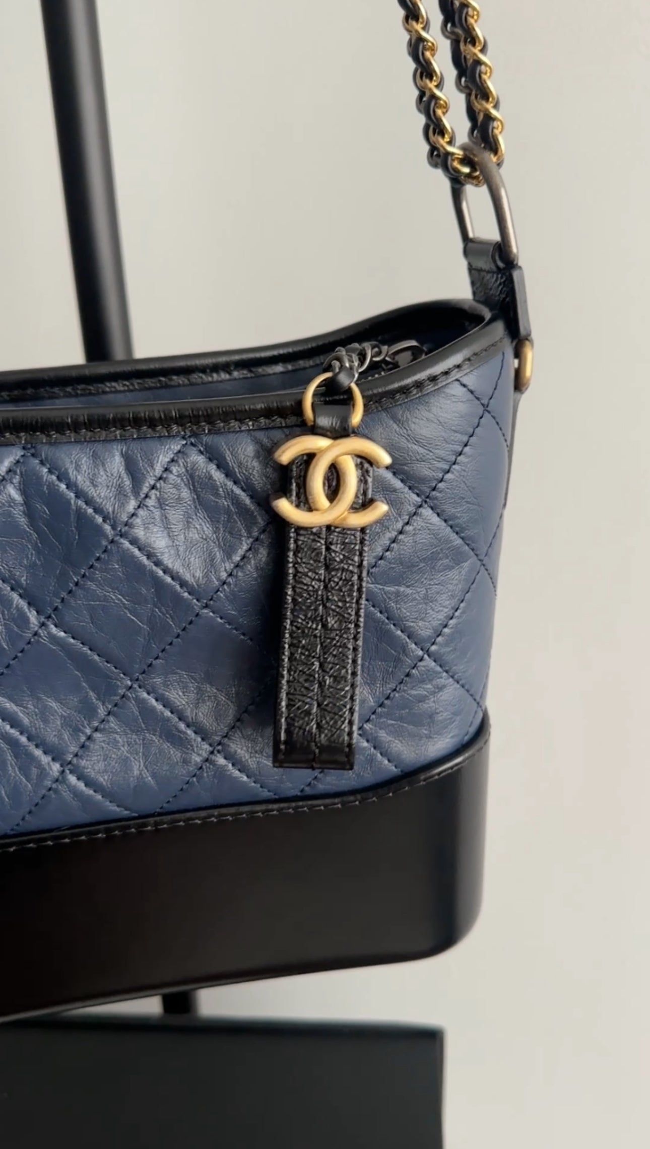 Chanel Gabrielle Navy and Black Medium Chain Strap Hobo Bag - Luxury Designer Handbag for Women, Perfect for Work, Travel & Evening Events