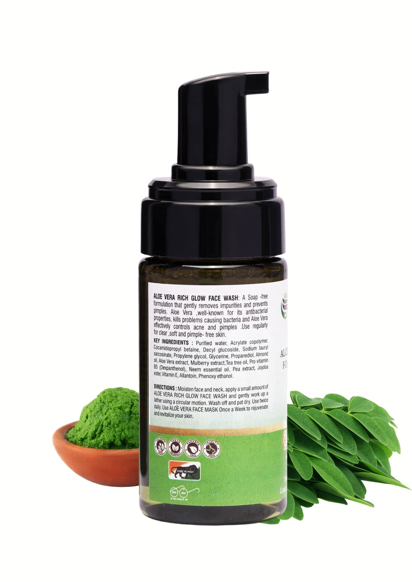 Papaearth Moringa Rich Glow Foaming Face Wash for Radiant Skin - 100ml | Gentle Cleanser for Daily Use, Acne & Oil Control - Perfect for Morning & Night Skincare Routine
