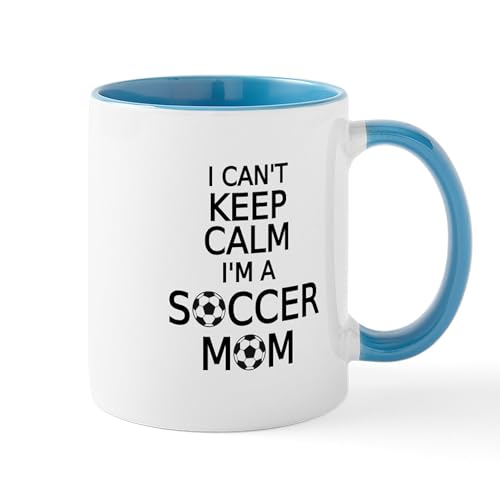 White/Blue Inside - I Cant Keep Calm, I Am A Soccer Mom Mugs