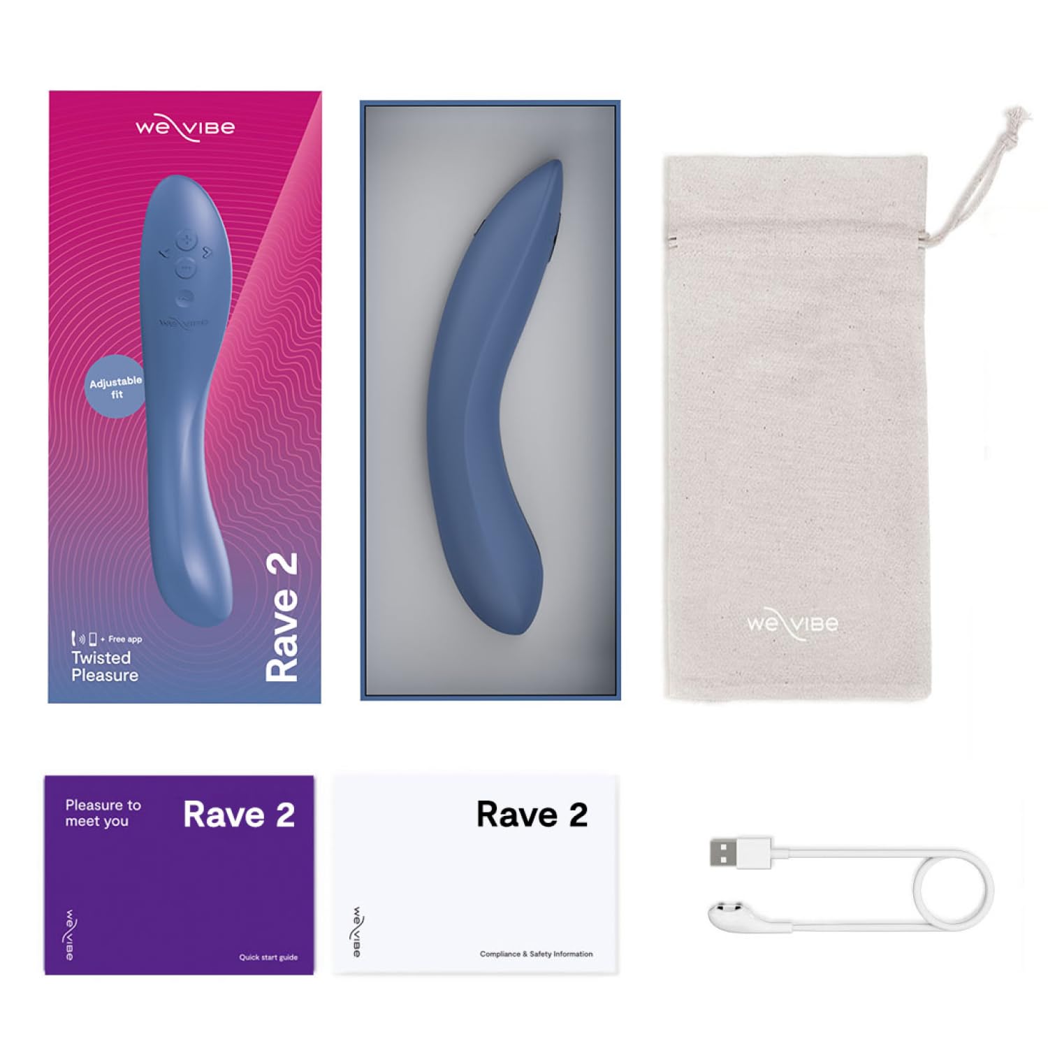 We-Vibe Rave 2 G-Spot Vibrator - App Controlled Adult Sex Toy for Women & Couples | 10 Powerful Vibration Modes | Waterproof & Rechargeable G-Spot Stimulator | Perfect for Solo Play & Couples Intimacy | Blue Pleasure Massager