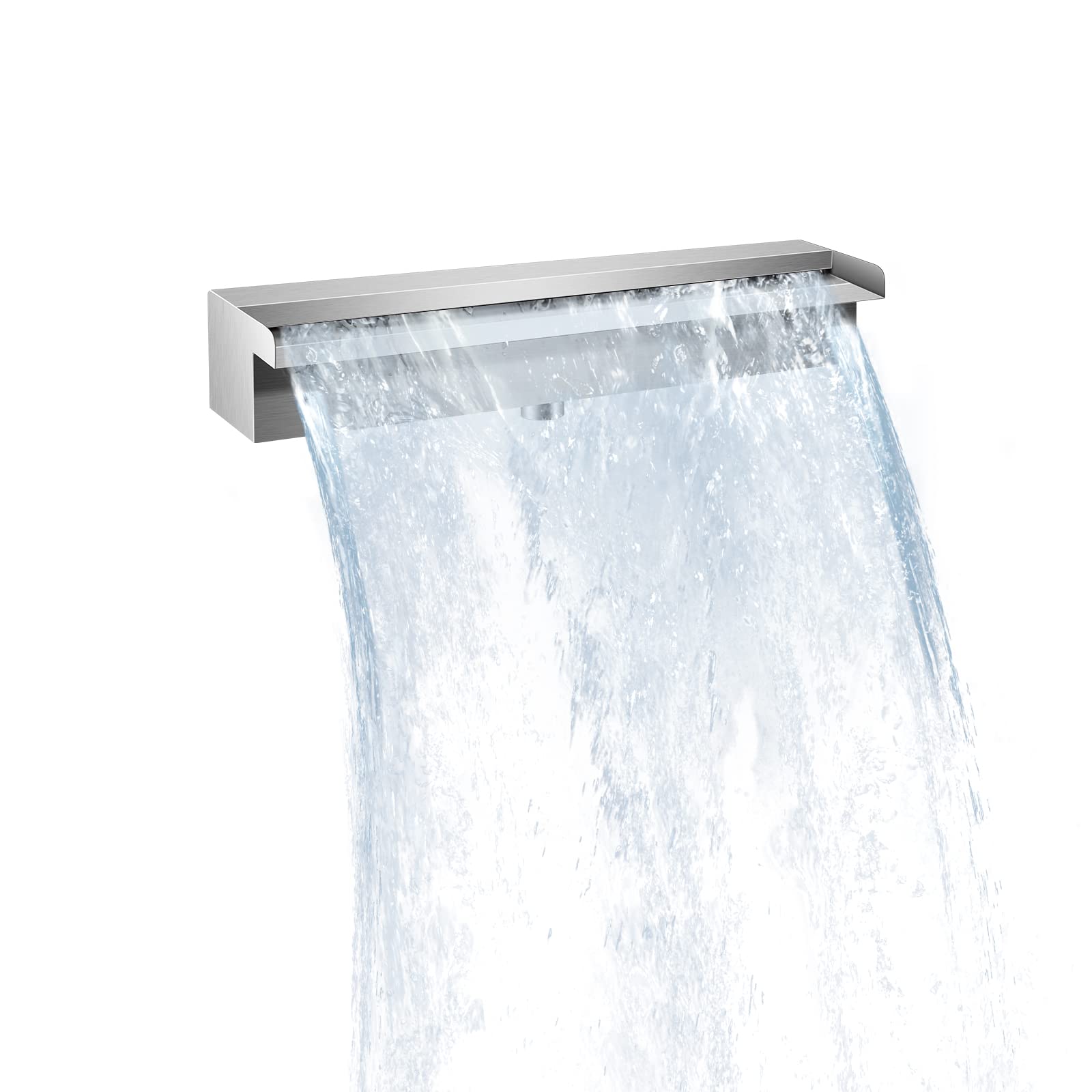 Stainless Steel Pool Waterfall Fountain - 17.7 Inch Rectangular Spillway with Pipe Connector for Indoor & Outdoor Swimming Pool Decor | Perfect for Backyard, Garden, and Landscape Water Features