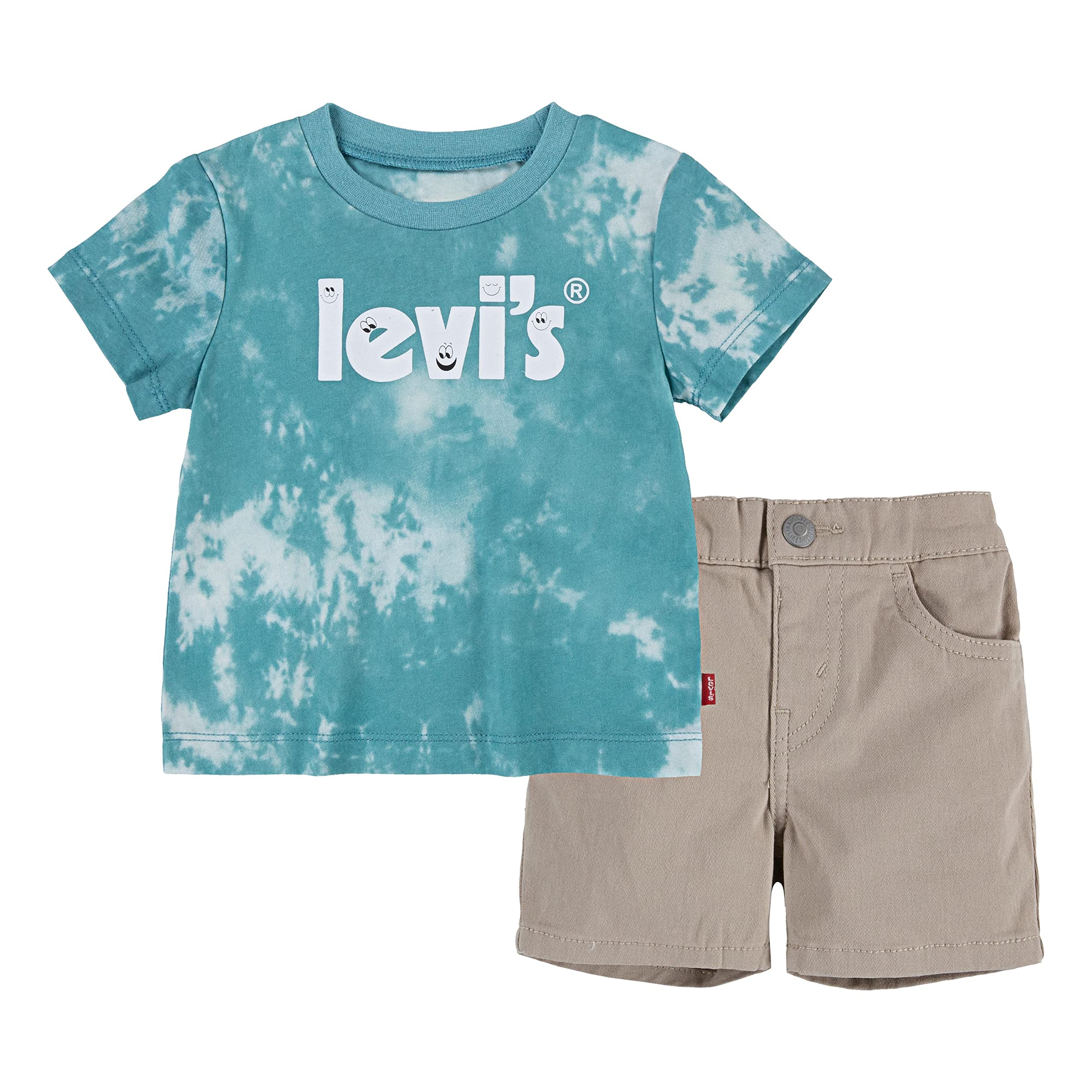 Levi's Baby Boys Graphic T-Shirt and Shorts 2-Piece Outfit Set | Cute Cotton Casual Playwear for Toddlers | Perfect for Playdates, Daycare & Summer Outings
