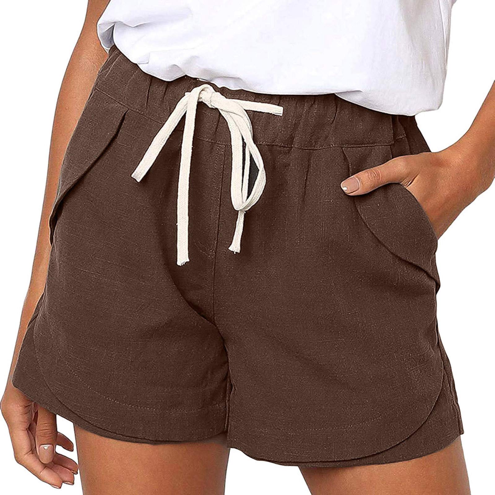 Women's Casual Shorts - Large Size Comfortable Elastic Waist Fashion Printed Pocket Shorts for Summer, Travel & Lounge Wear