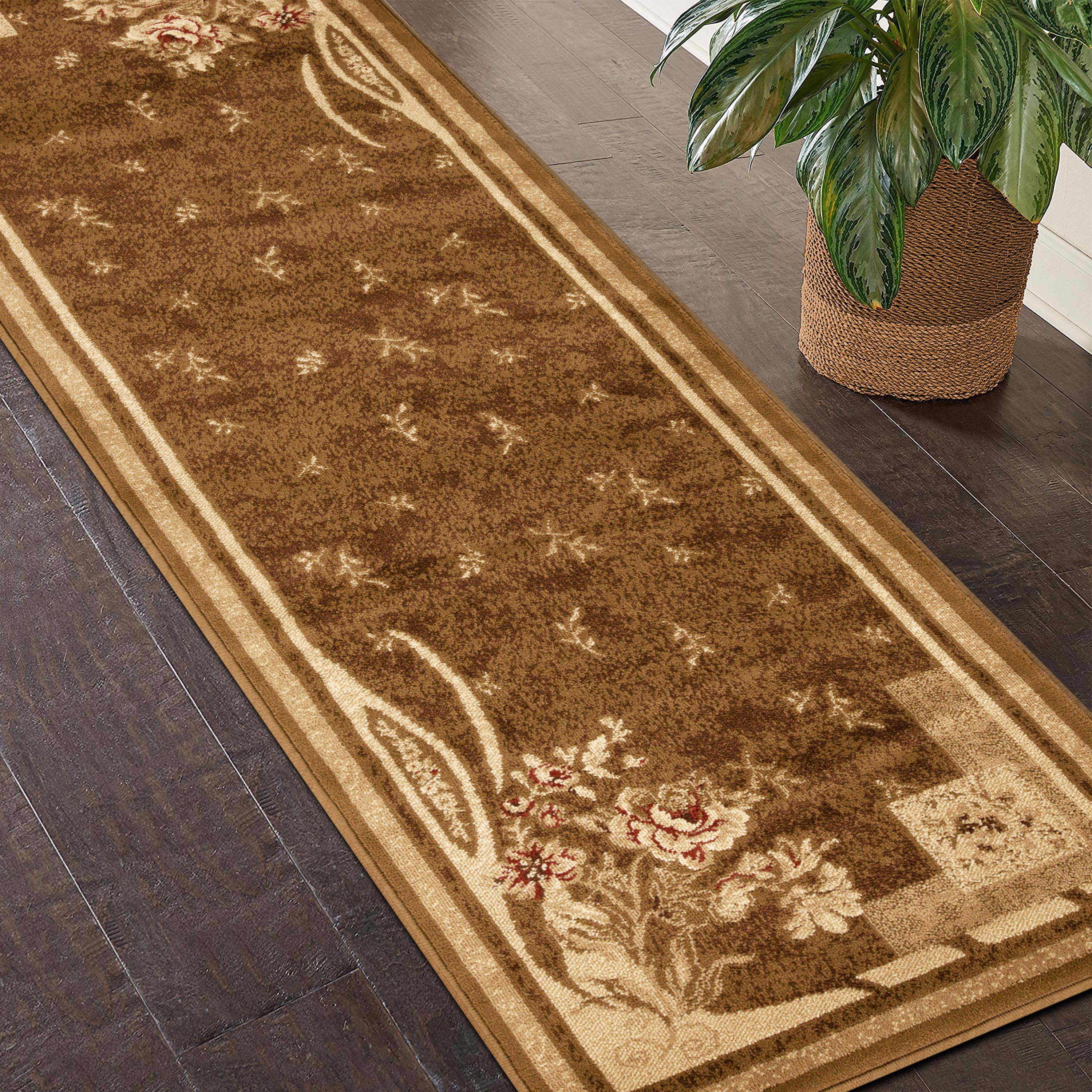 Stylish Minimalist Modern Floral Block Print Indoor Area Rug & Runner - Perfect for Living Room, Bedroom, Hallway Decor