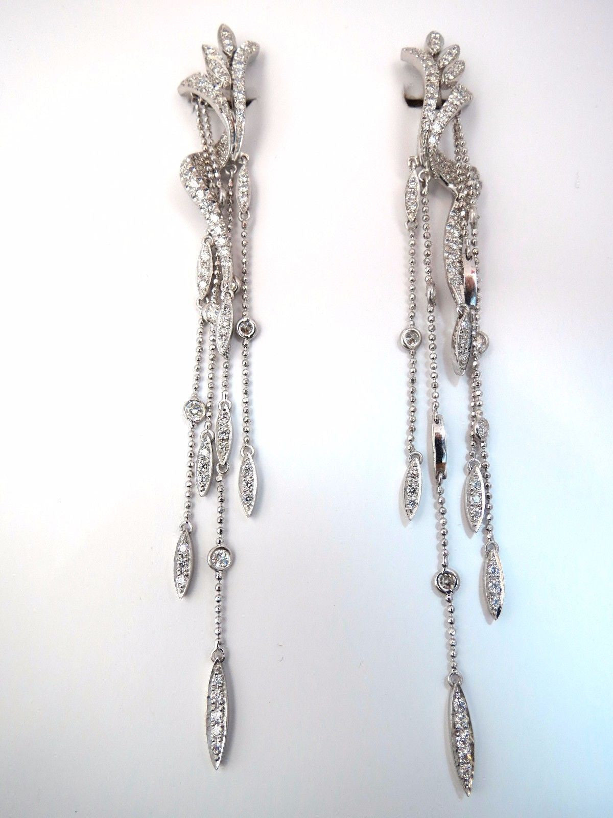 5.00ct Natural Diamond Dangle Earrings - 18K Gold Modern Ball Drop Chain Earrings for Women | Perfect for Weddings, Parties & Special Occasions