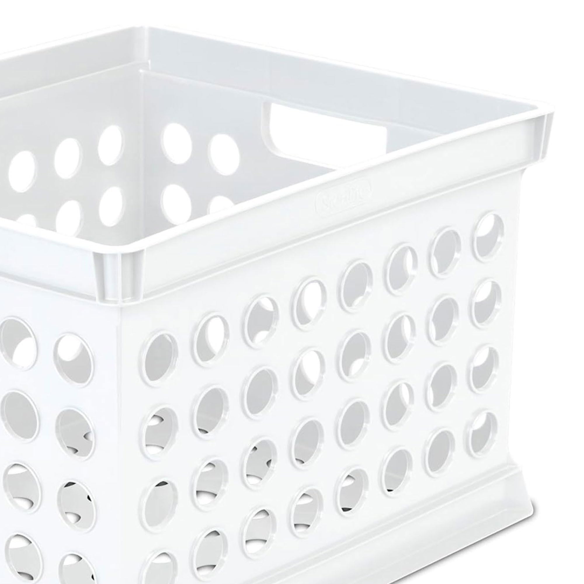 Sterilite Stackable Plastic Storage Bins with Handles - 12-Pack White Organizer Crates for Home Office Dorm Garage Utility Room | Perfect for Closet Organization, File Storage & Moving Boxes