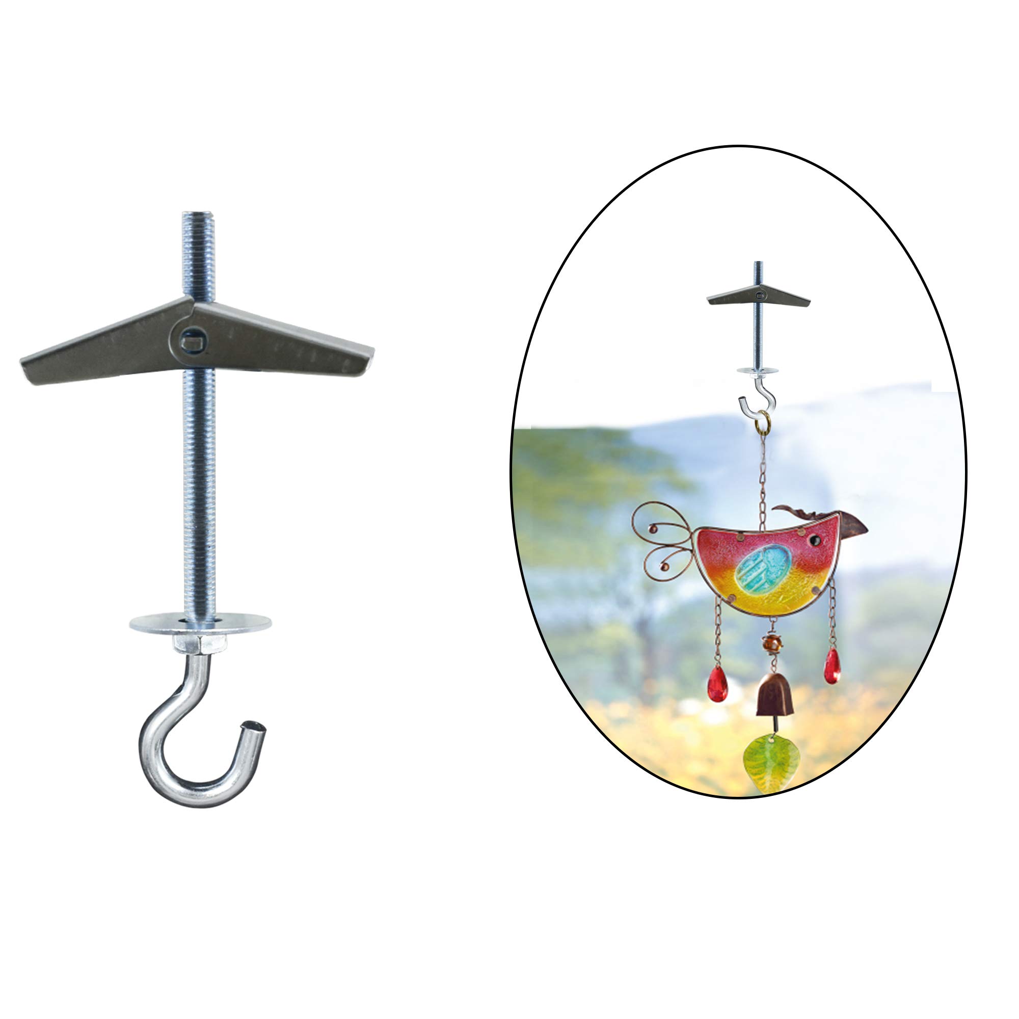 Heavy Duty Ceiling Hooks for Plants - 4 Pack Carbon Steel Spring Toggle Bolts - Wall & Ceiling Installation