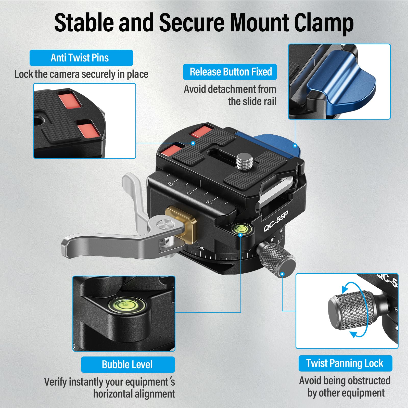 Sirui QC-55P 55mm Quick Release Plate with 360° Rotating Panoramic Head - 1/4