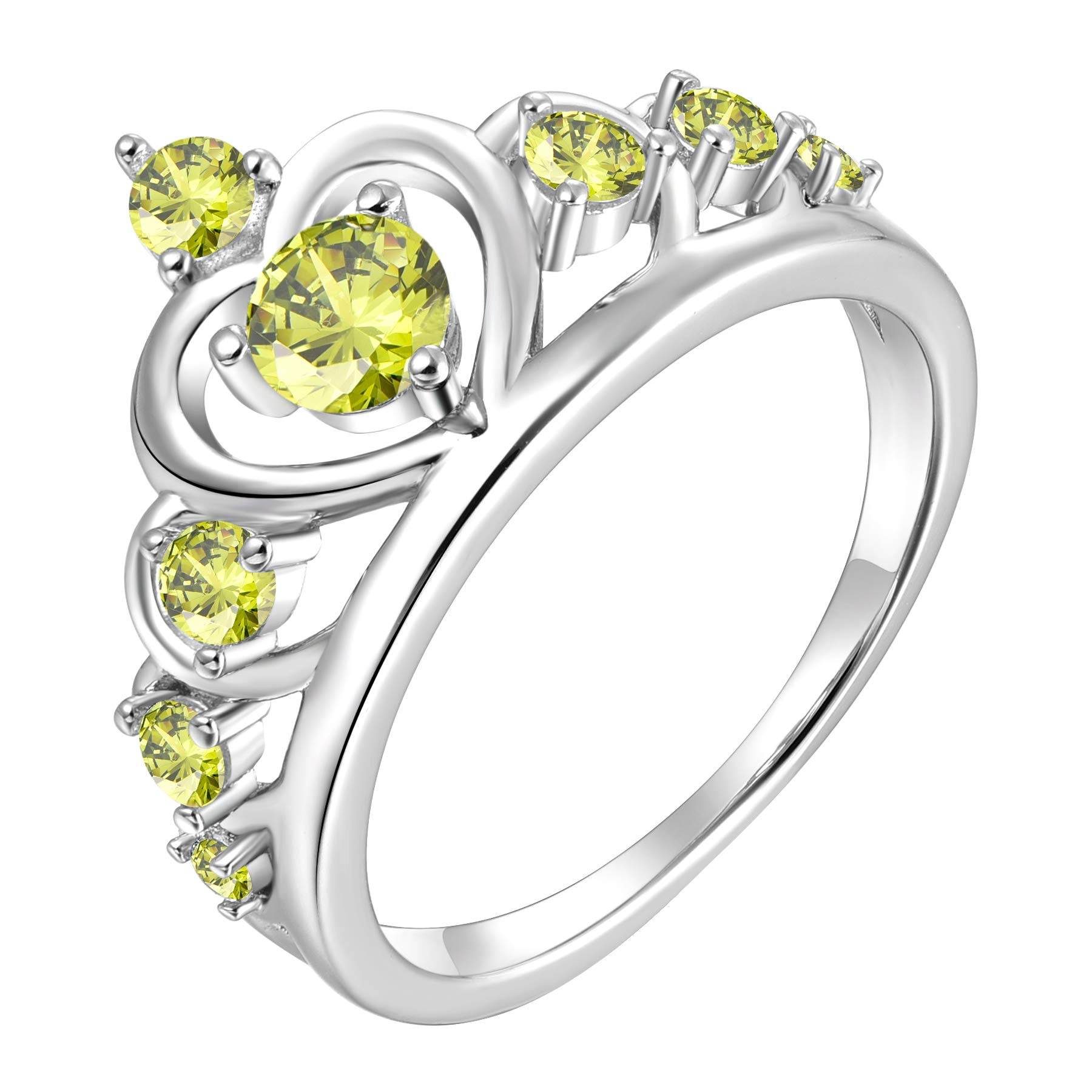 YL 925 Sterling Silver Heart Engagement Rings for Women - Queen Crown Birthstone Jewelry for Anniversary, Wedding & Proposal Gifts | Perfect for Valentine's Day, Bridal Shower & Romantic Occasions