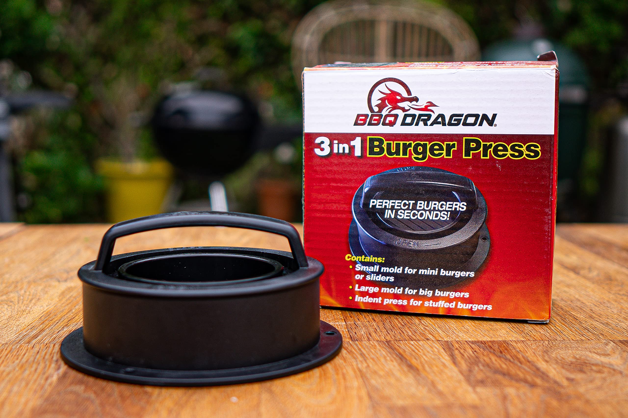 BBQ Dragon 3-in-1 Non-Stick Hamburger Patty Maker - Perfect for Sliders, Stuffed Burgers & Full-Sized Patties - Dishwasher Safe Burger Press Mold & Grill Accessory - Ideal for Backyard BBQs, Cookouts & Outdoor Cooking Parties