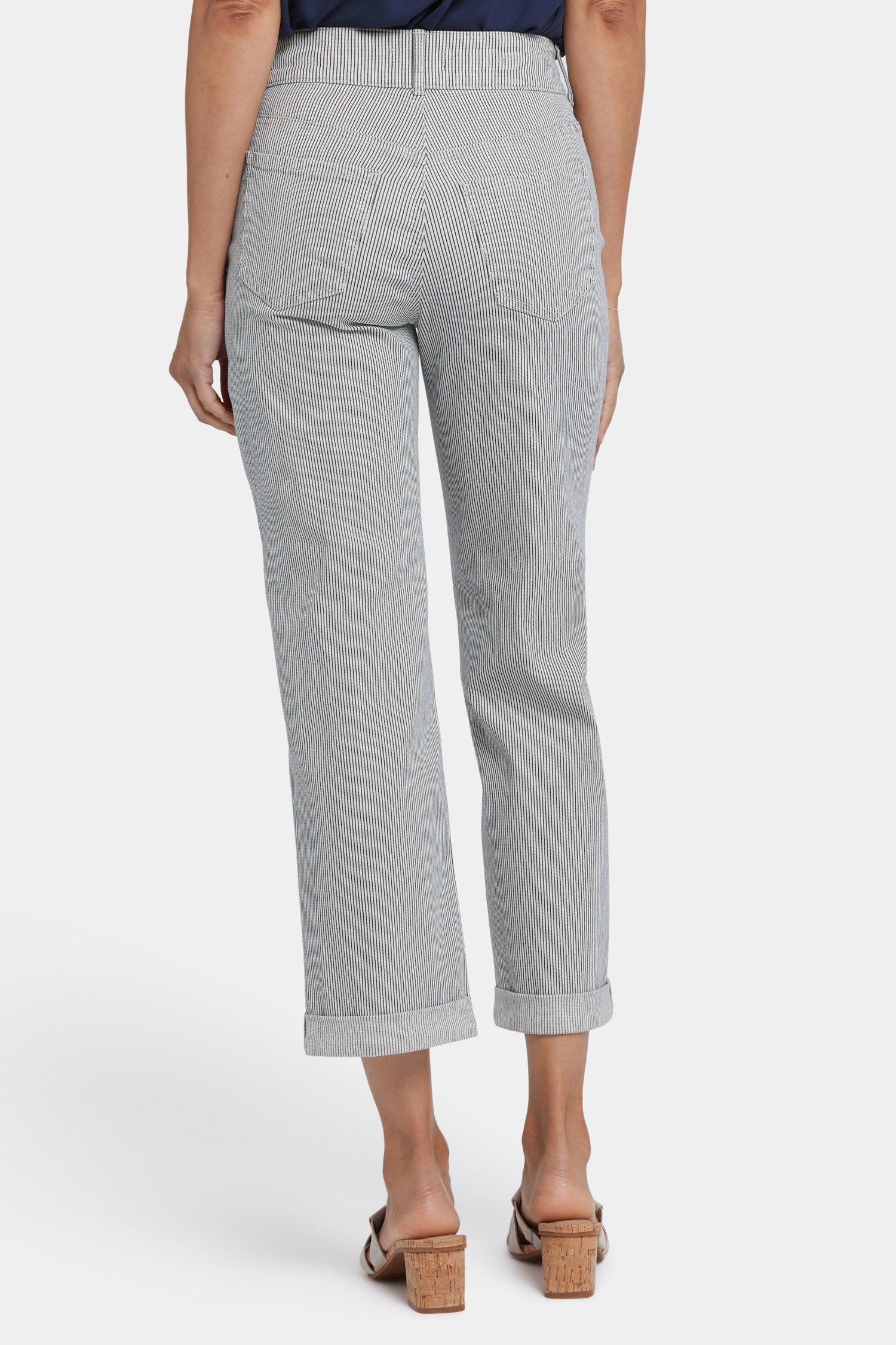 Bailey Relaxed Straight Crop Jeans for Women | Luarca Stripe Denim Pants | Casual Comfort Fit for Everyday Wear & Outings