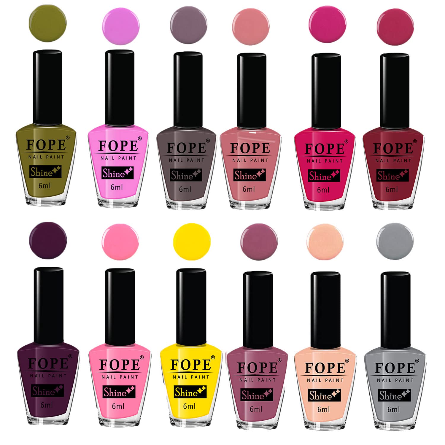 FOPE Enamel Splash Glossy Nail Polish Set of 12 Colors - Quick-Drying, Chip-Resistant & Long-Lasting Nail Paint for Women | Perfect for Daily Wear, Parties & Special Occasions