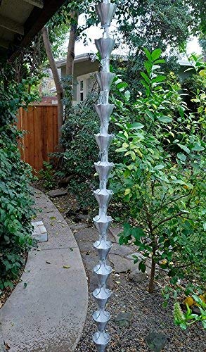 8ft Aluminum Star Flower Rain Chain with Installation Kit - Decorative Gutter Downspout for Garden, Patio & Outdoor Drainage