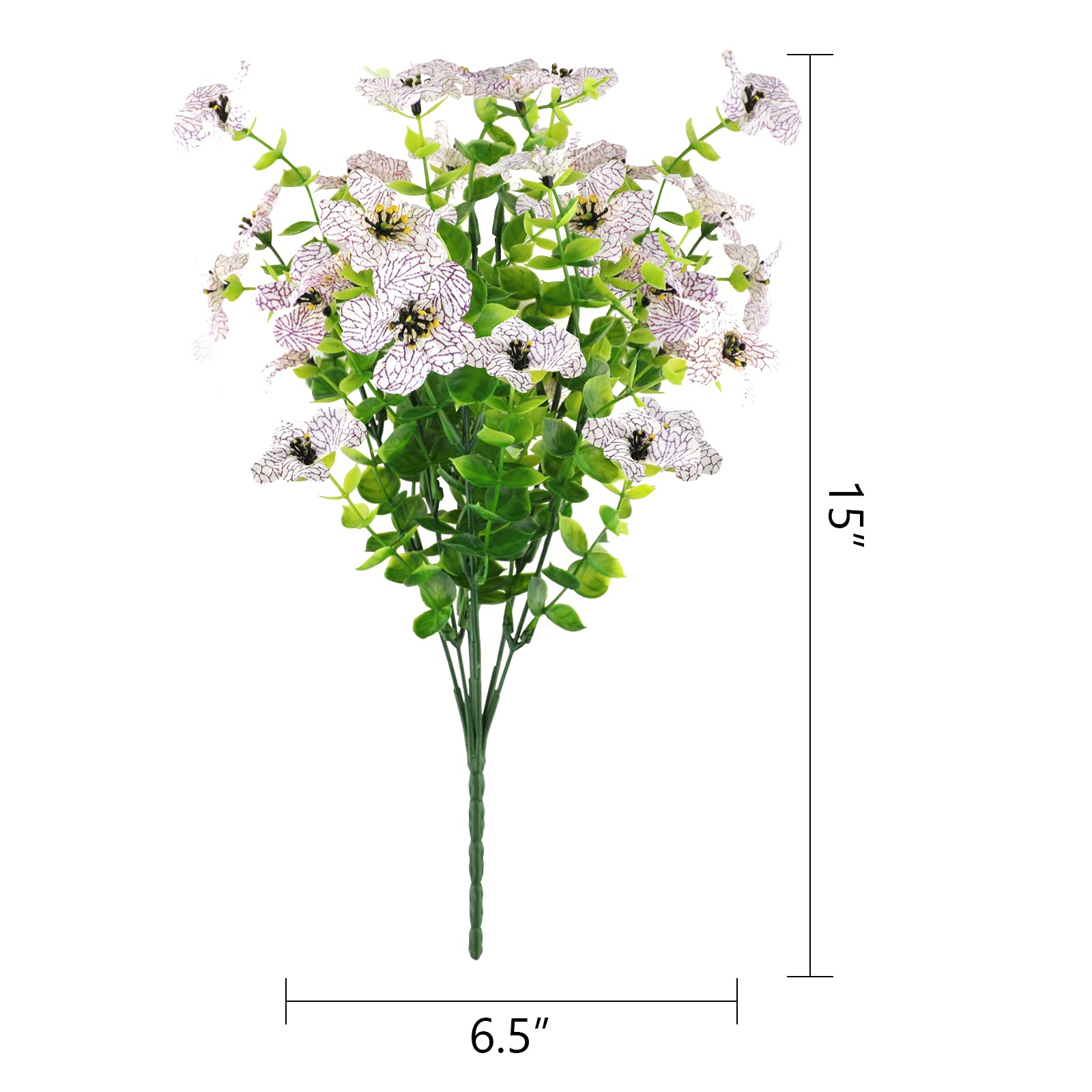 GREENRAIN 9 Bundles UV Resistant Artificial Flowers - Fake Outdoor Plants for Garden, Window Box, Porch Decor - Faux Plastic Flowers for Home, Wedding, Party Decoration (White)