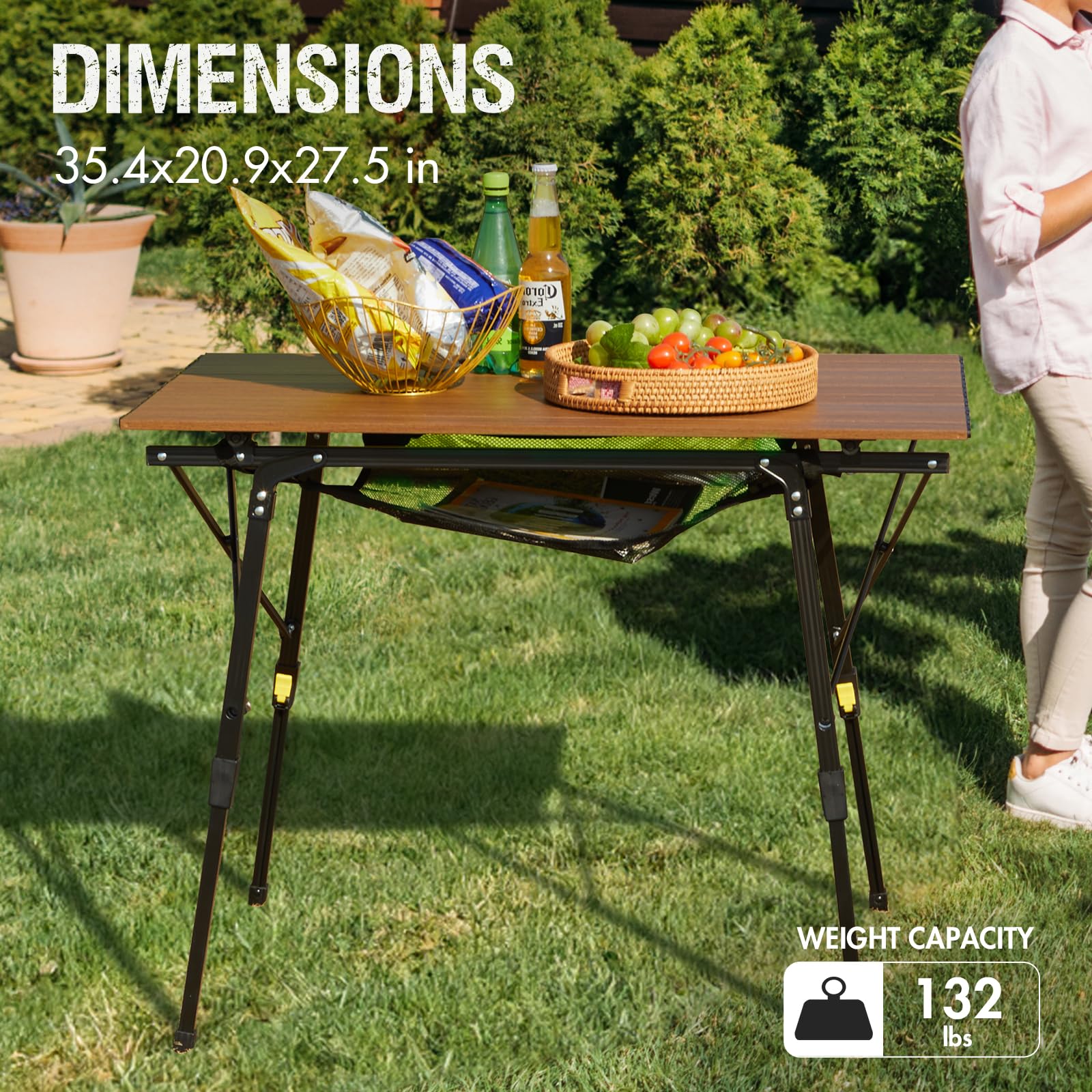 Ultra Lightweight Portable Folding Camping Table - Adjustable 4-Leg Aluminum Roll-Up Design with Carry Bag for Outdoor Adventures, Backyard BBQs, Picnics & Travel | Perfect for Camping, Hiking, Beach Trips & Tailgating