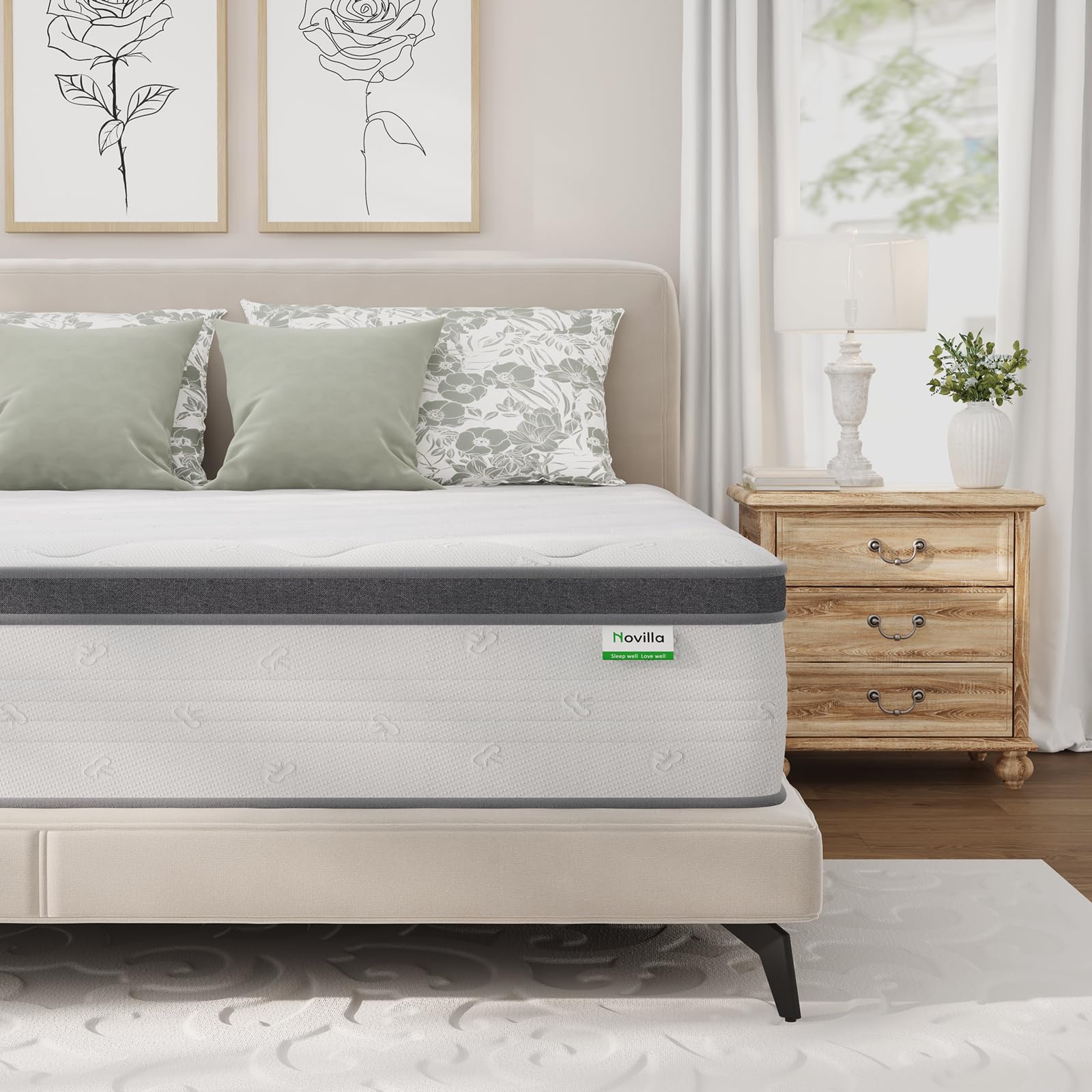 Novilla 14 Inch King Size Hybrid Mattress in a Box - Cooling Gel Memory Foam & Pocket Springs for Body Support & Pressure Relief - Medium Soft Feel - Perfect for Back, Side & Stomach Sleepers - Bedroom, Guest Room & Apartment Use