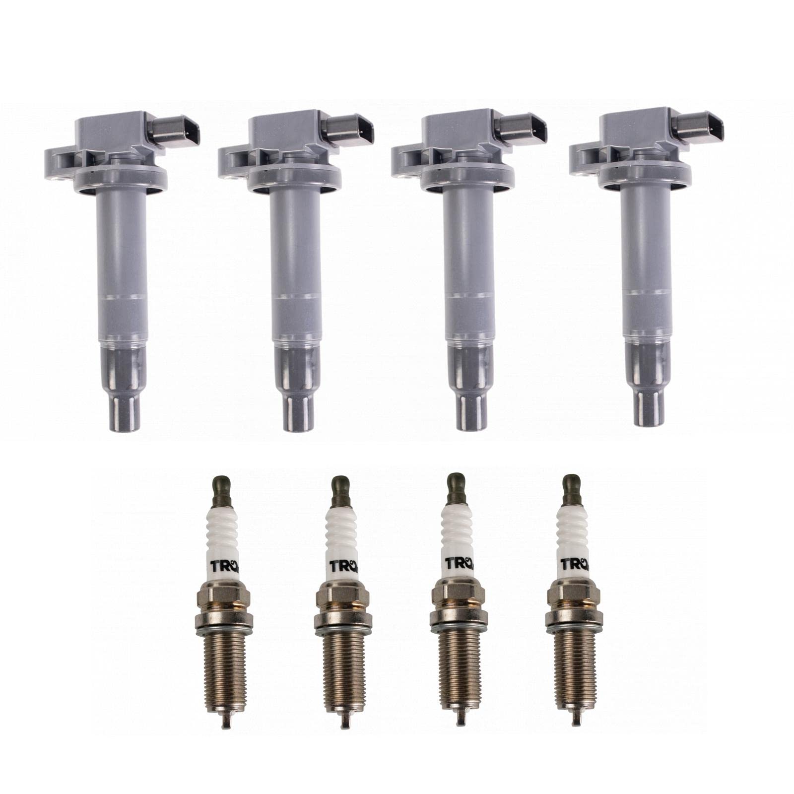TRQ Ignition Coil and Spark Plug Kit - Compatible with 2004-2006 Scion xA xB, 2000-2005 Toyota Echo, 2001-2009 Prius, 2012-2019 Prius C, 2007-2018 Yaris - High Performance Replacement Parts for Smoother Engine Starts and Better Fuel Efficiency
