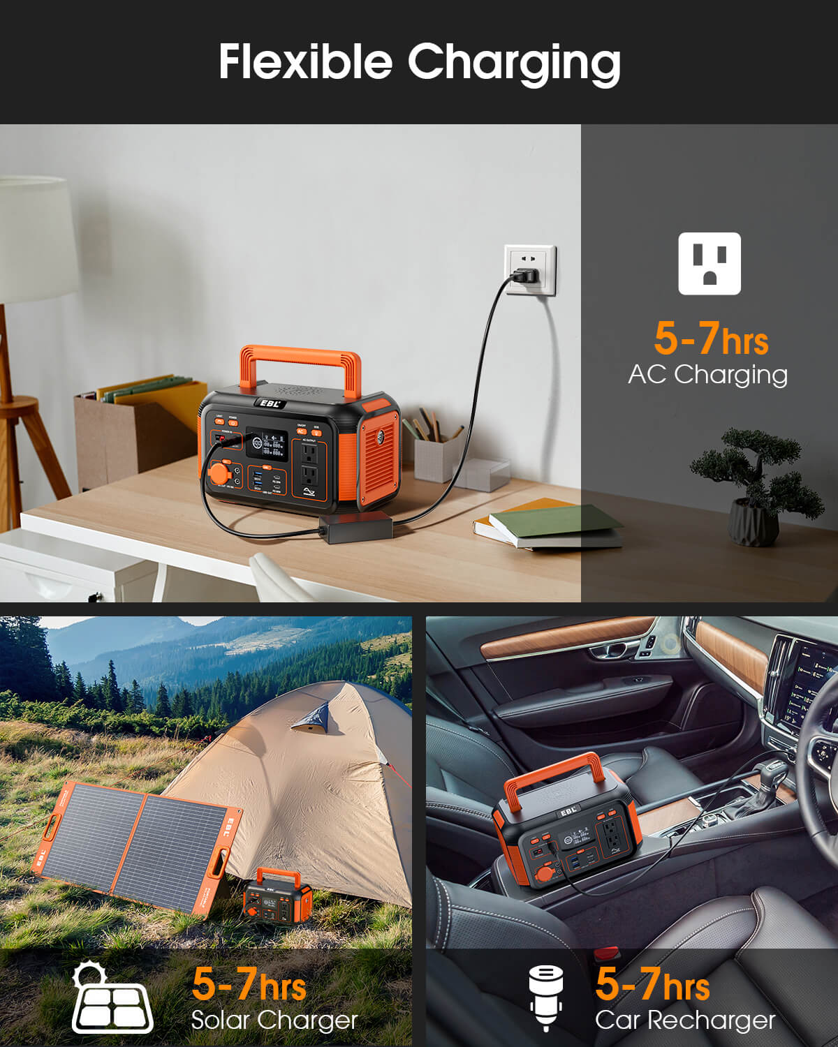 EBL P300 Mini Portable Power Station 300W - Compact Solar Generator for Camping, Outdoor Adventures & Emergency Backup Power
