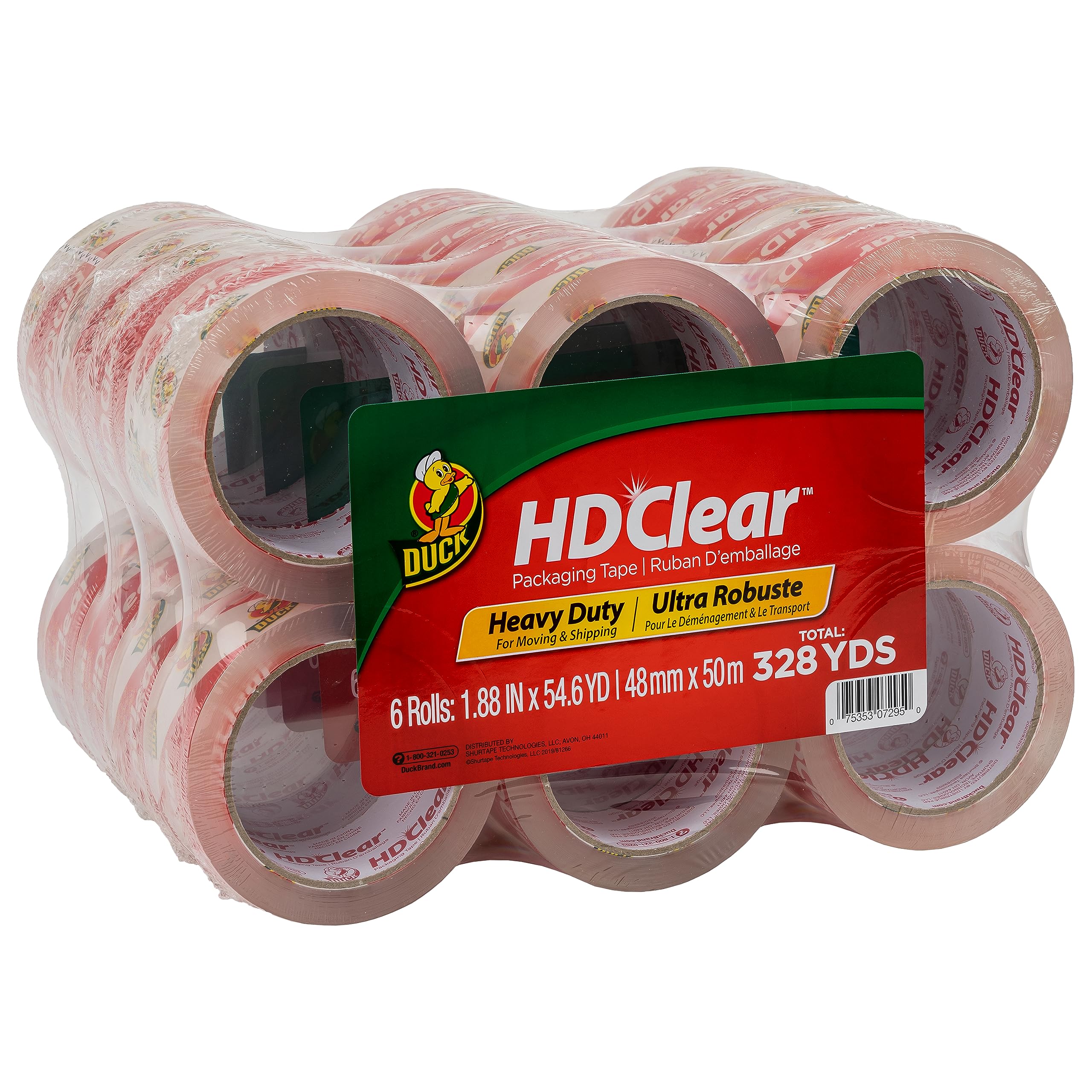 Duck HD Clear Packing Tape Refills - 24 Rolls Heavy Duty Shipping Tape for Boxes, Moving & Packaging Supplies - 1.88 Inch x 54.6 Yards (393730) - Perfect for Home Moving, Office Shipping & Warehouse Packaging
