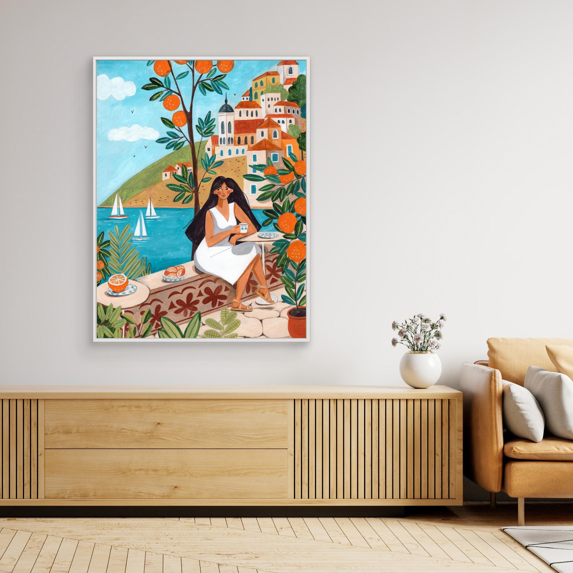 Caroline Bonne Müller Mediterranean Coast Woman Canvas Print - Stunning Beach Wall Art for Living Room, Bedroom & Office Decor