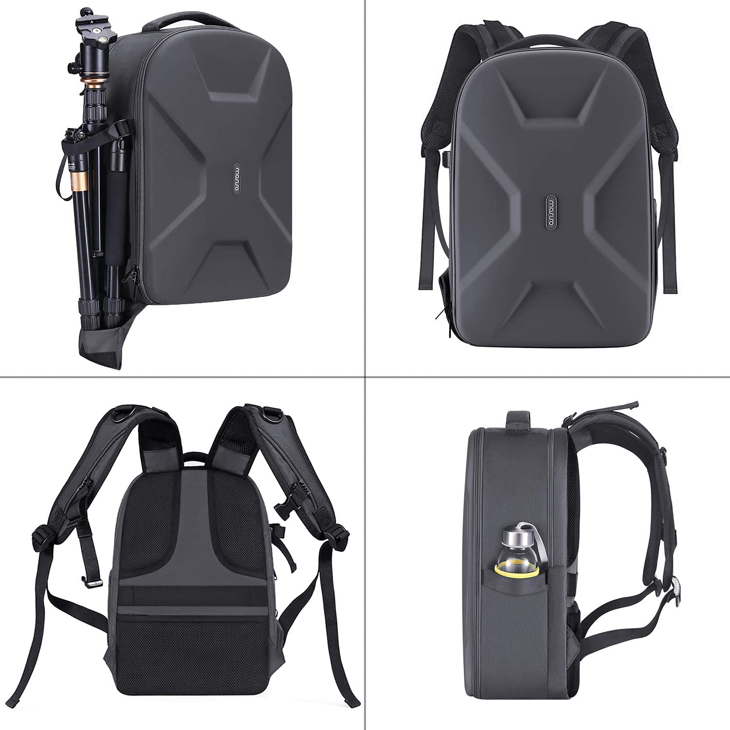 MOSISO Waterproof Camera Backpack 60L - DSLR Travel Bag with Tripod Holder & Laptop Compartment (Fits 15-16 Inch Laptop) - Hardshell Case Compatible with Canon Nikon Sony Cameras - Gray - Perfect for Outdoor Photography, Hiking & Air Travel