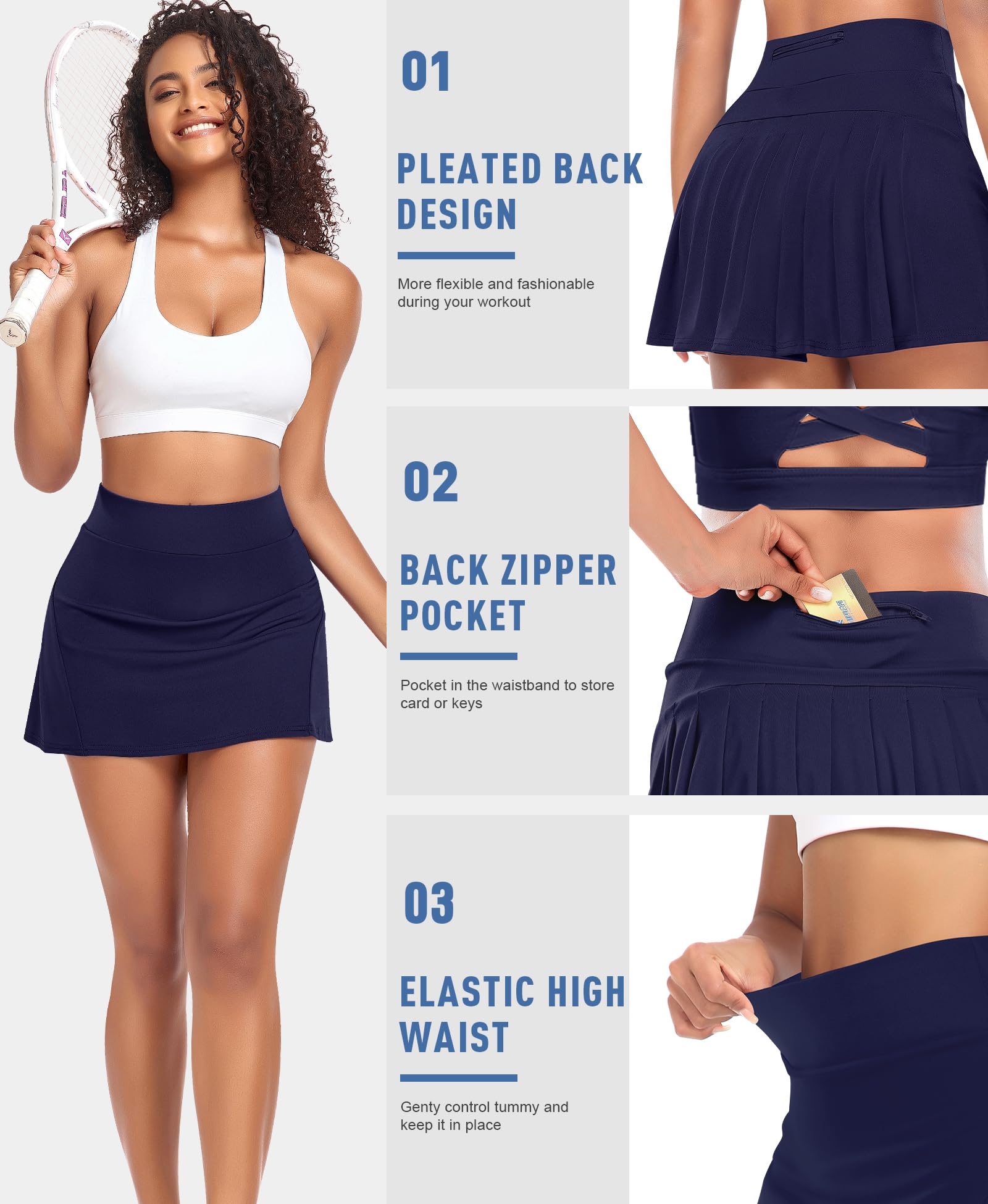 Women's High Waisted Pleated Tennis Skirt with Pockets - Athletic Golf Skort Shorts for Running, Workout & Sports | Perfect for Tennis, Golf, Gym & Casual Wear