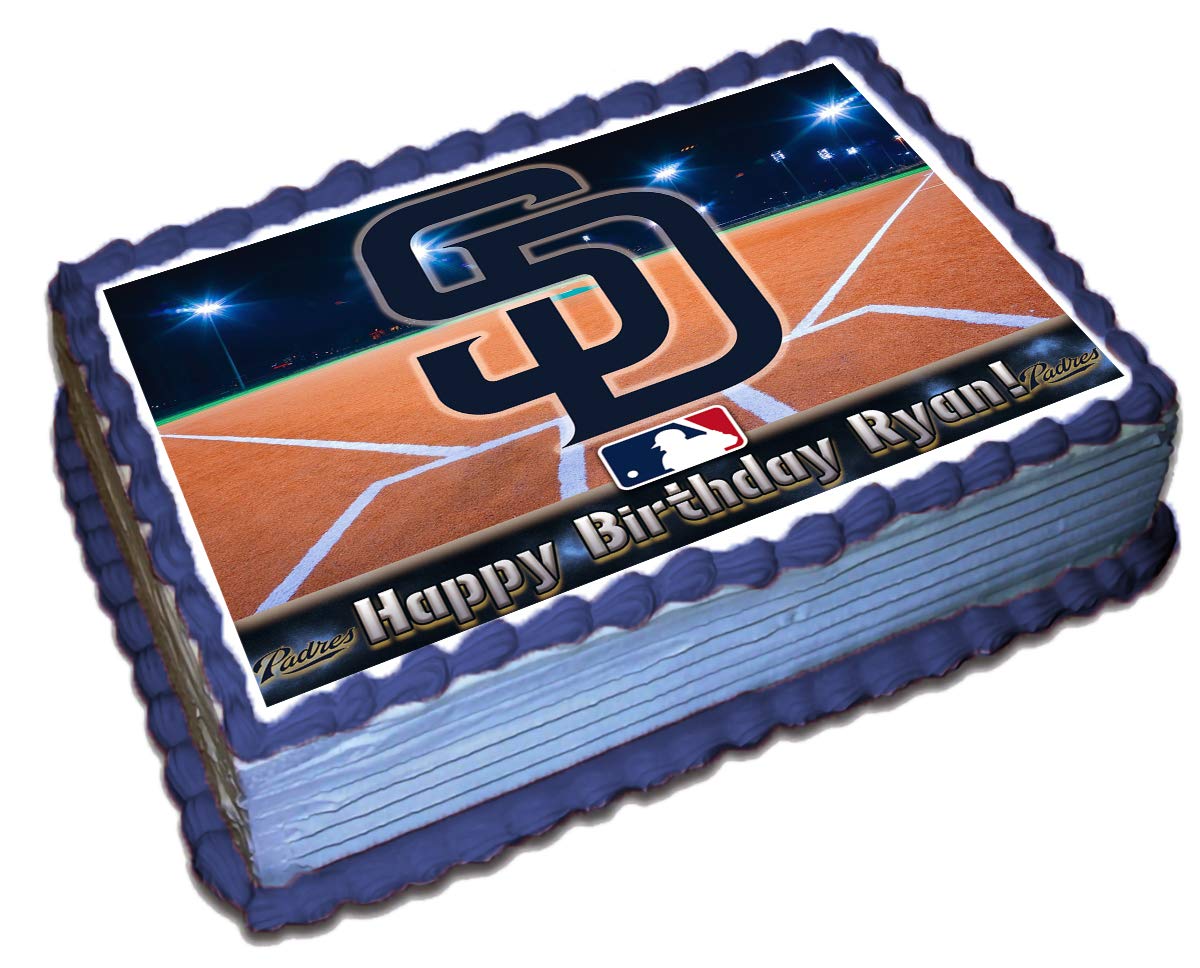 San Diego Padres Birthday Cake Topper - 8.5x11 Inch Baseball Team Party Decor for Cakes, Cupcakes & Desserts - Perfect for MLB Themed Celebrations, Game Day Parties & Fan Events