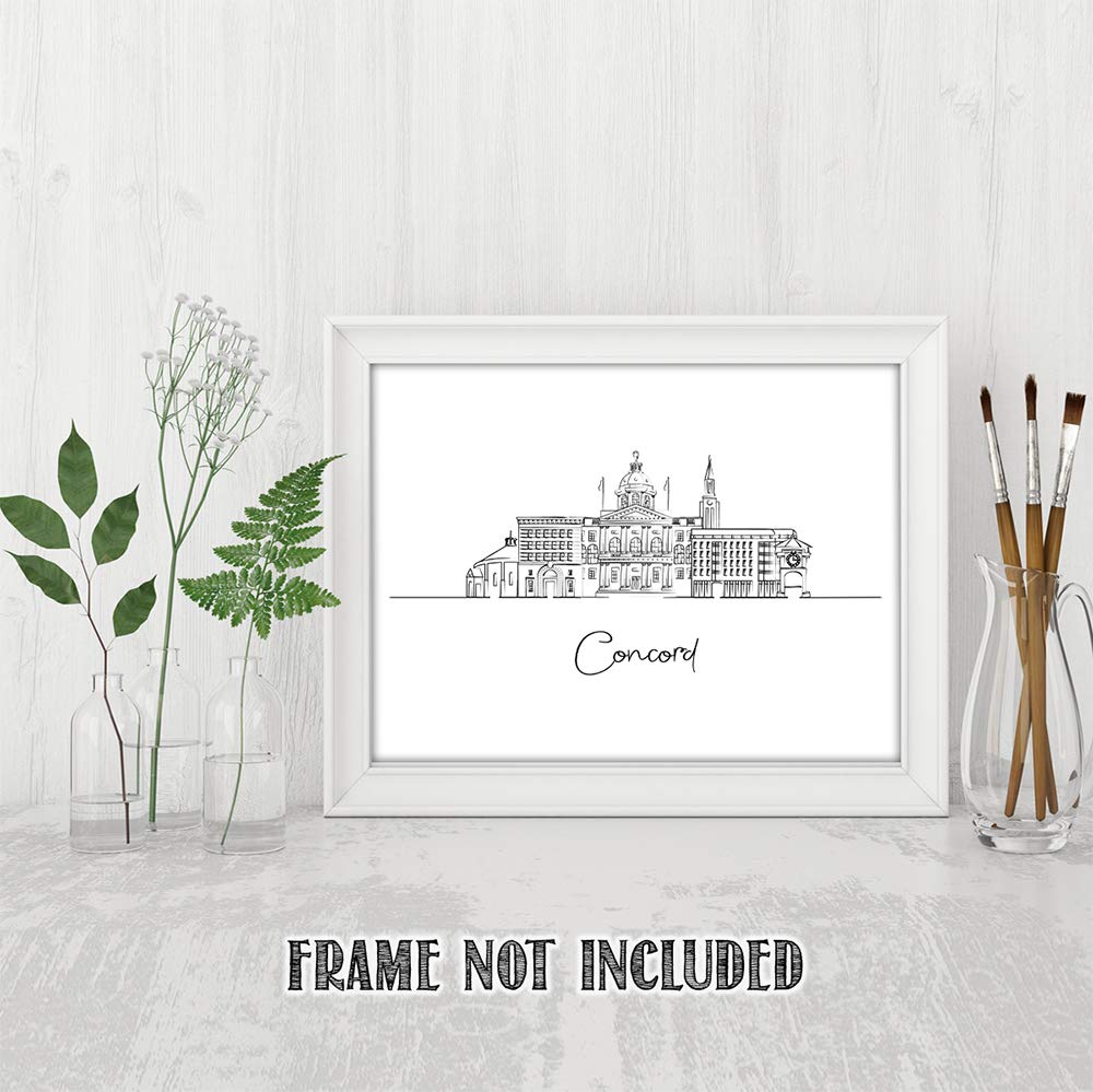 Concord Wall Art Print - 11x14 Skyline Drawing for Bedroom Decor